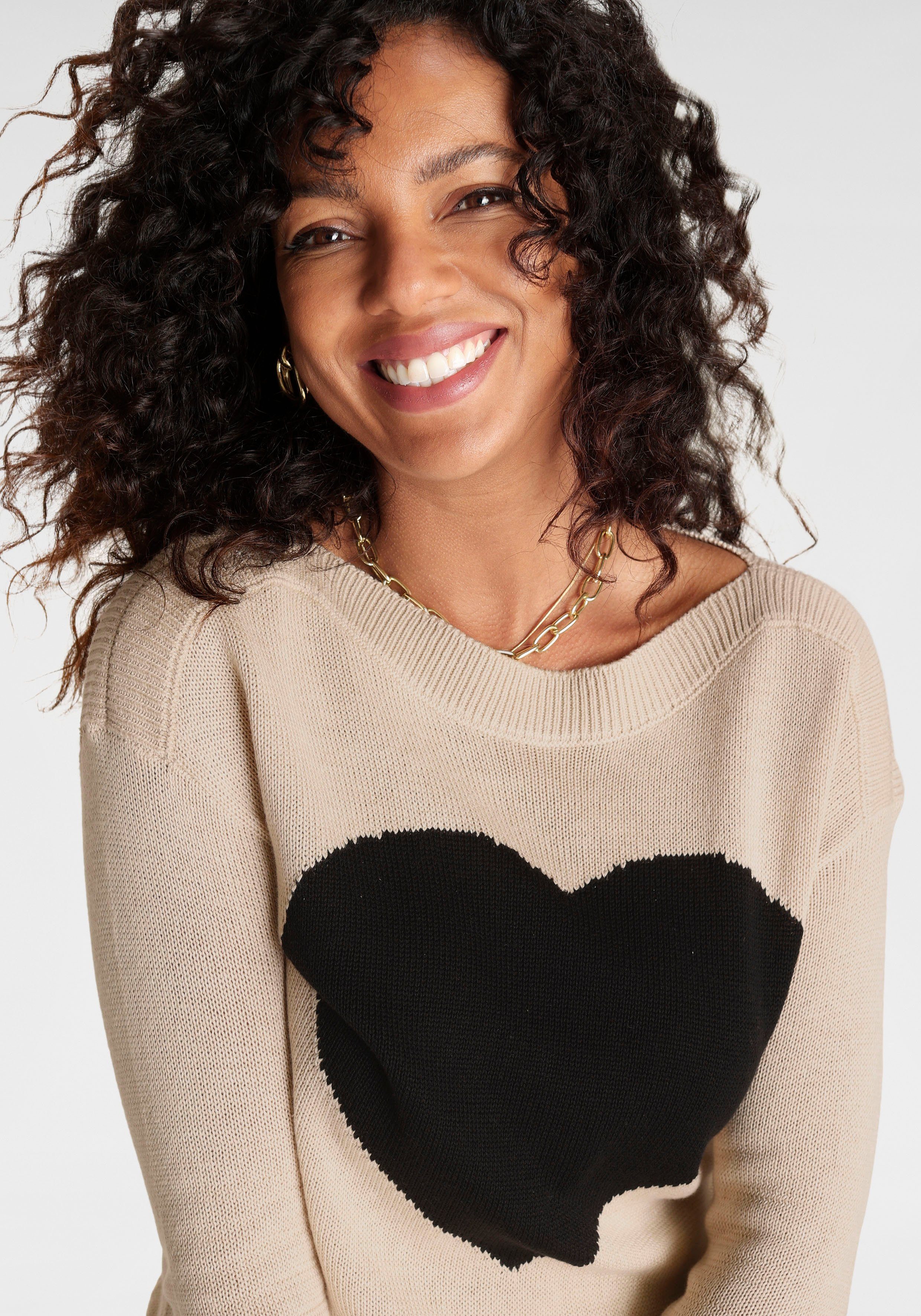 Laura Scott Strickpullover mit Herz-Strickmuster günstig online kaufen