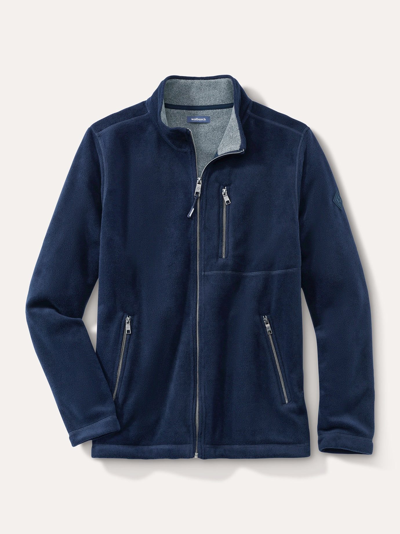 Walbusch Fleecejacke Herren Huskyfleece Jacke atmungsaktiv Stehkragen 3 Taschen Wärmendes Microfleece, antistatisch, Anti-Pilling, verstellbarer Saum