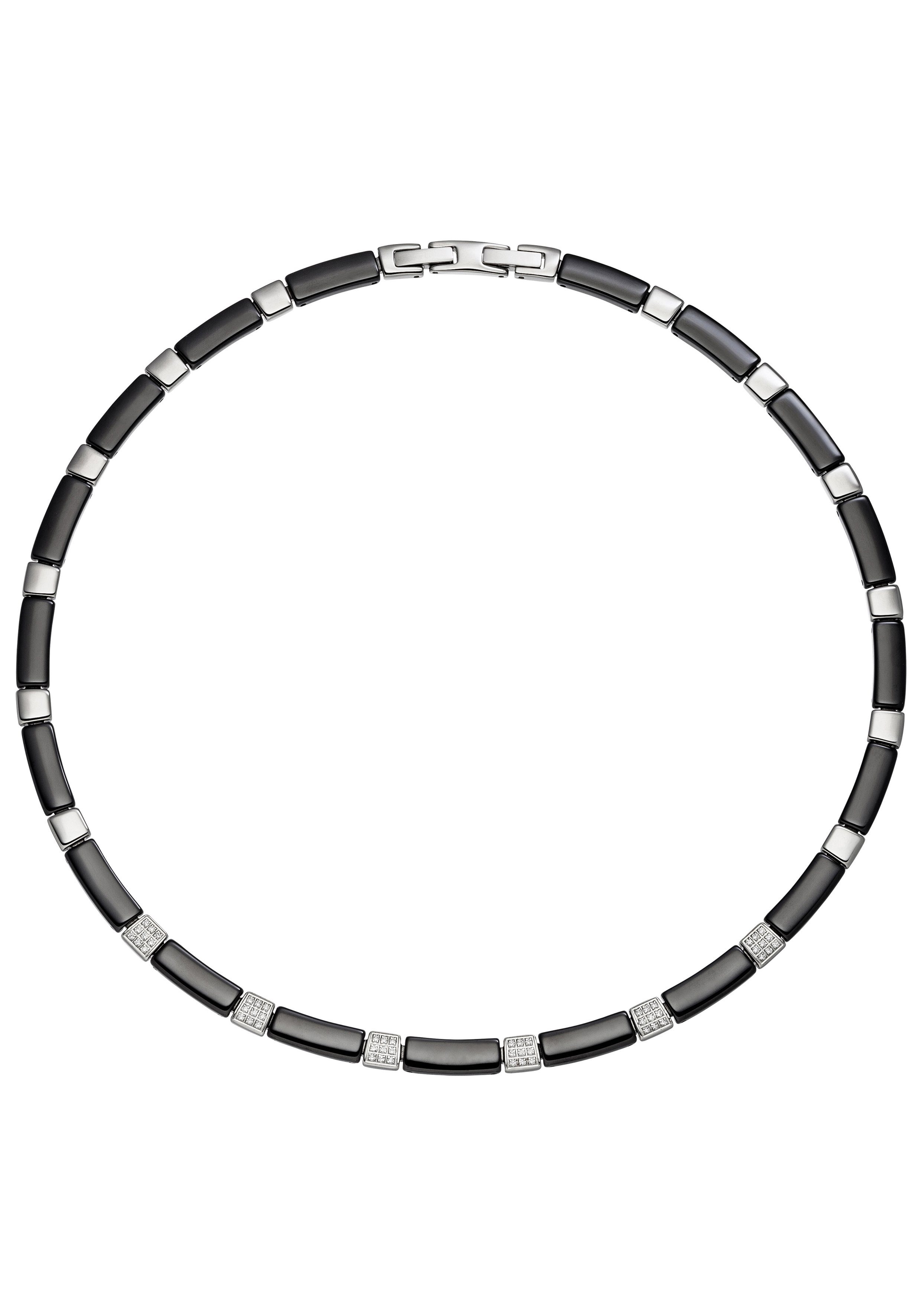 JOBO Collier, Keramik mit Edelstahl und 54 Zirkonia 47 cm