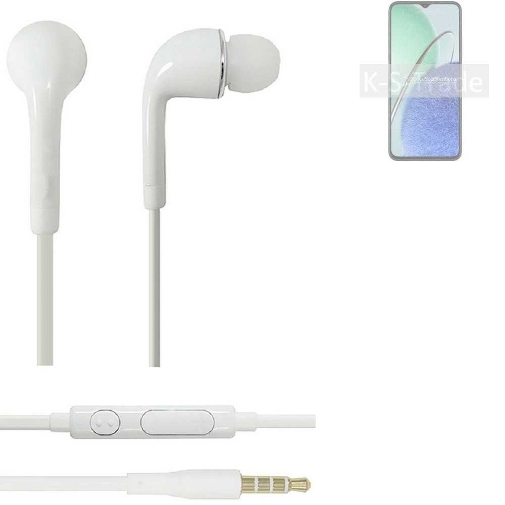 K-S-Trade für Huawei nova Y61 In-Ear-Kopfhörer (Kopfhörer Headset mit Mikrofon u Lautstärkeregler weiß 3,5mm)