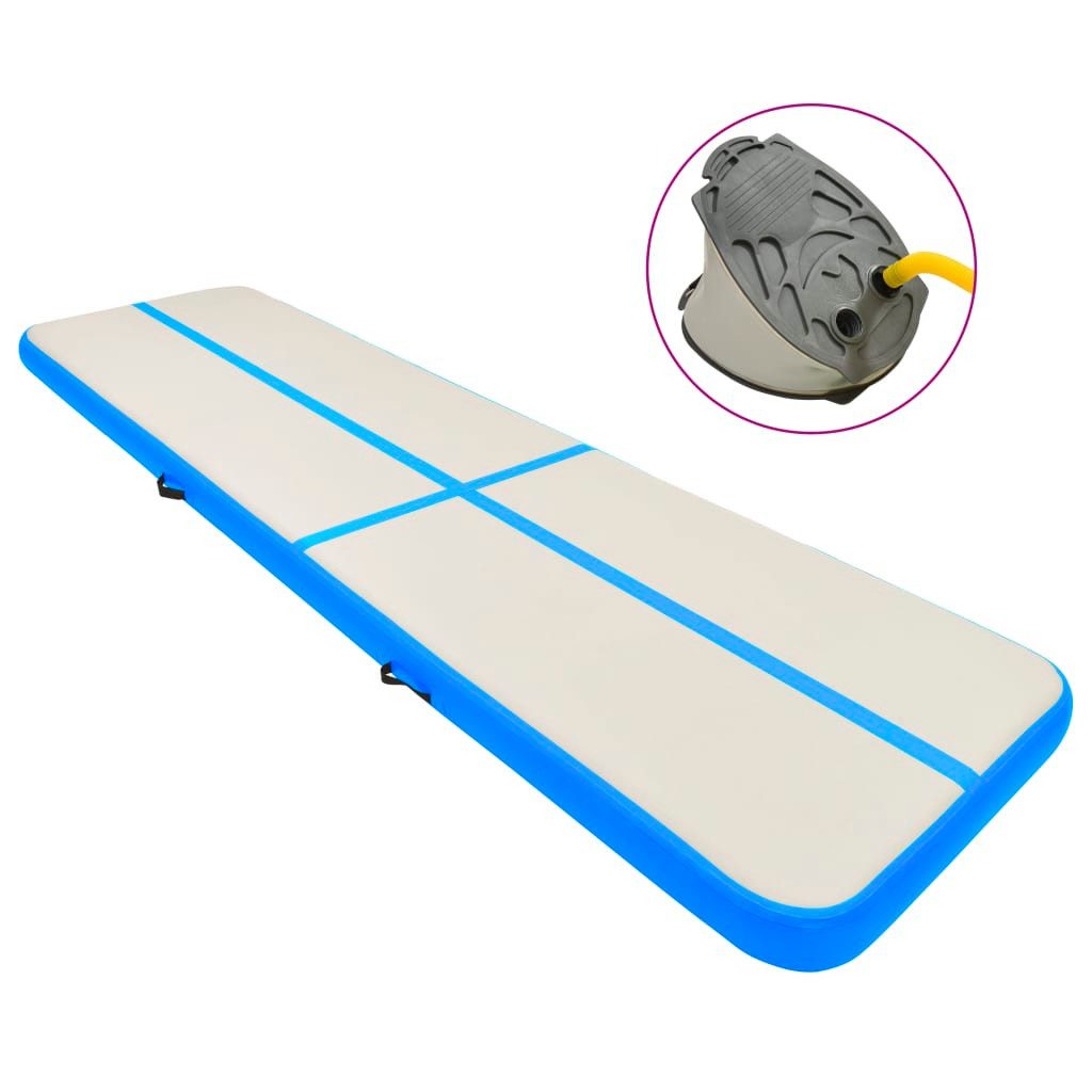 Gymnastikmatte Aufblasbare Gymnastikmatte mit Pumpe 800x100x20 cm PVC Blau