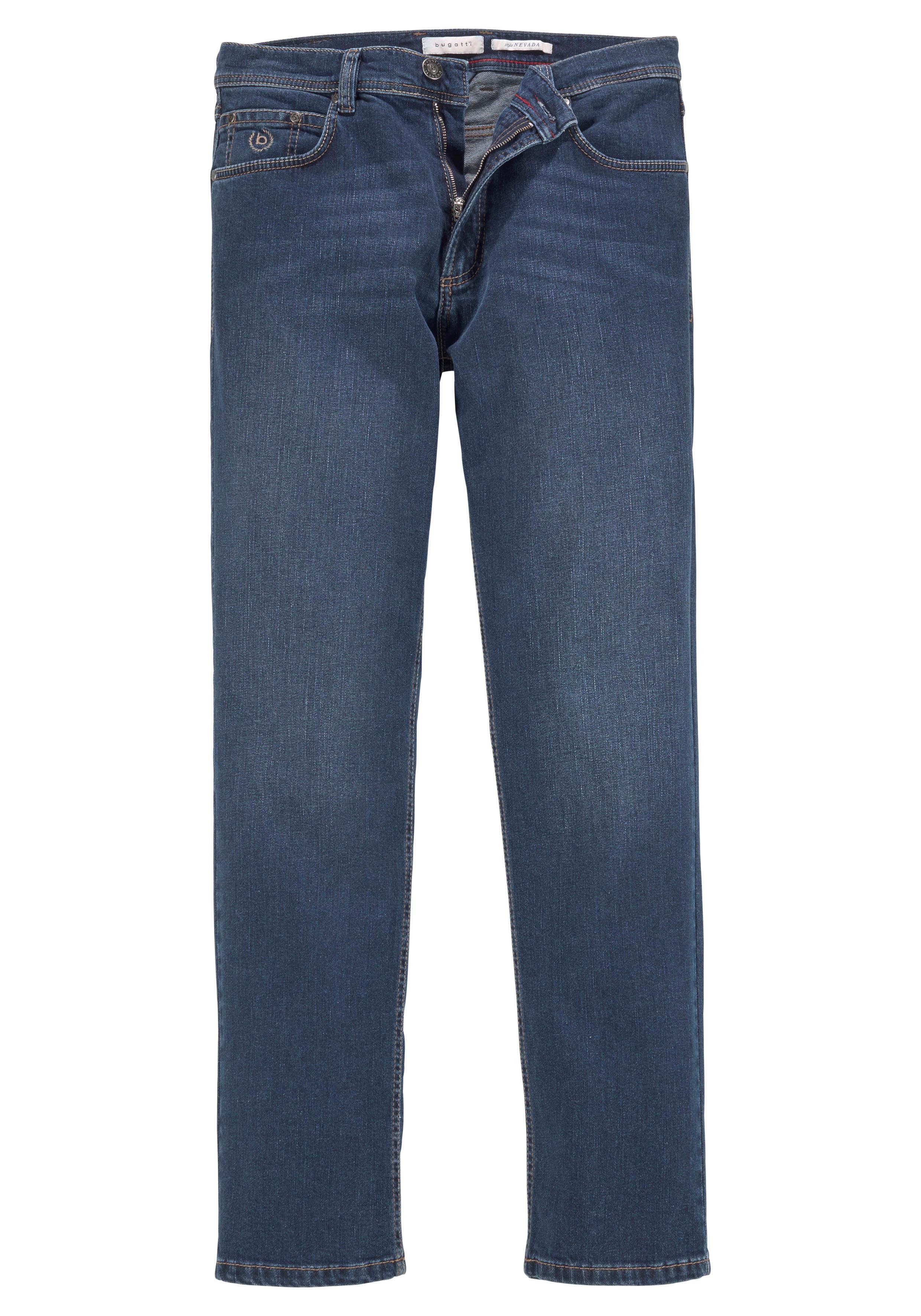 2farbige bugatti Regular-fit-Jeans Kontrastnähte denim Regular-fit,