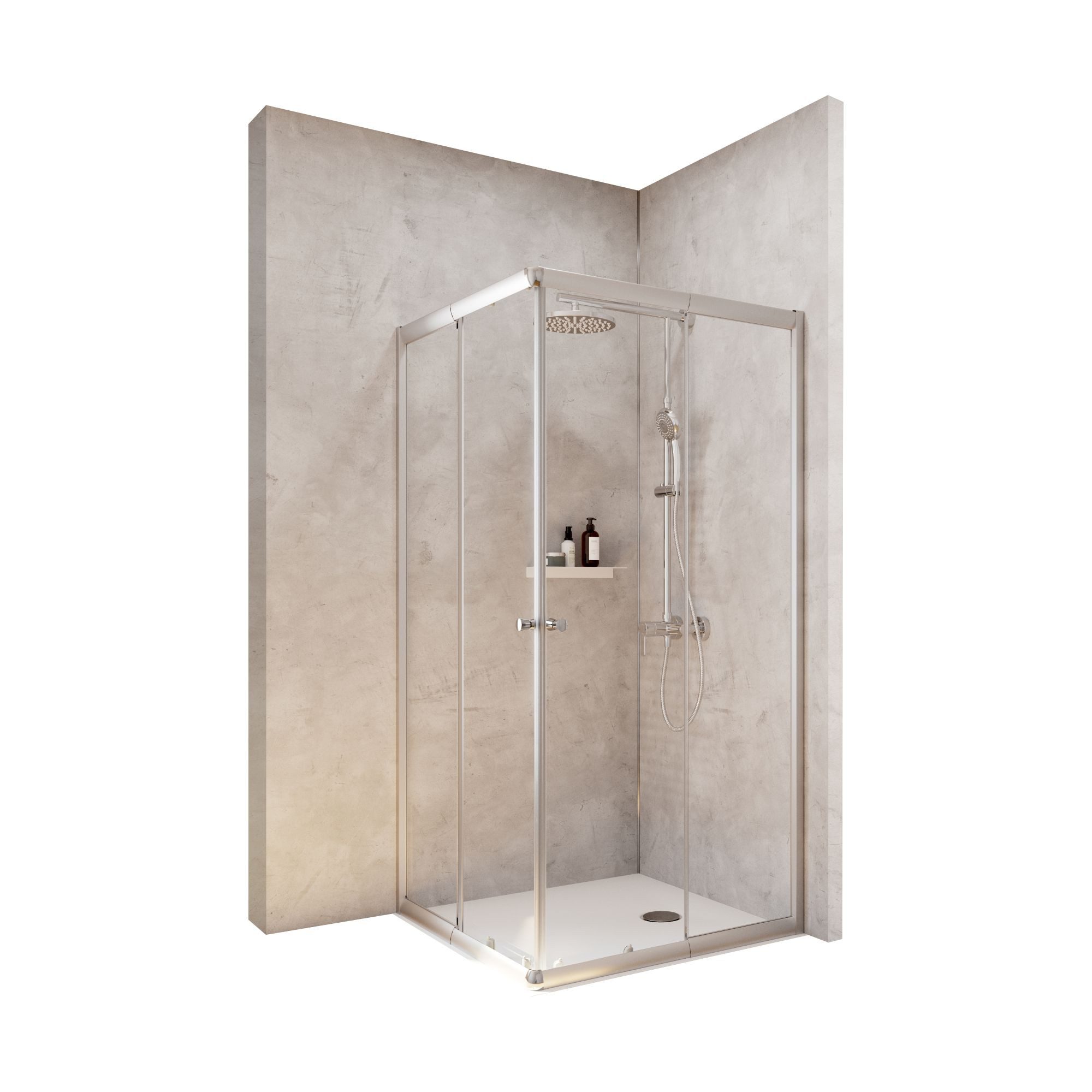 Schulte Eckdusche Corner, BxT: 90x90 cm, Sicherheitsglas, Eckeinstieg mit Schiebetüren, 180 cm hoch Klar Hell Profil Silberfarben
