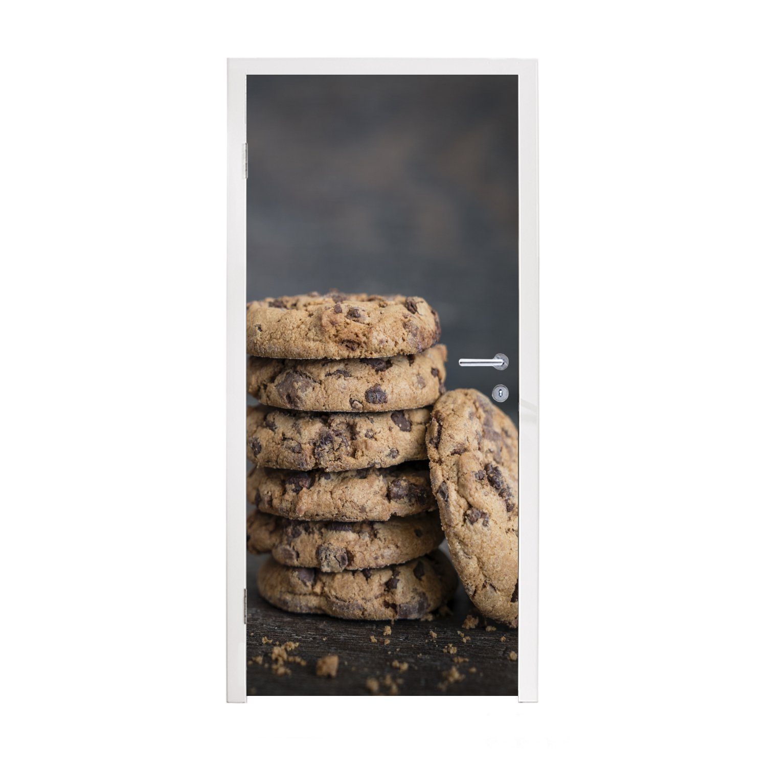 Schokoladenstückchen, cm Türtapete Tür, Matt, (1 für 75x205 mit Fototapete bedruckt, MuchoWow Türaufkleber, Kekse St),