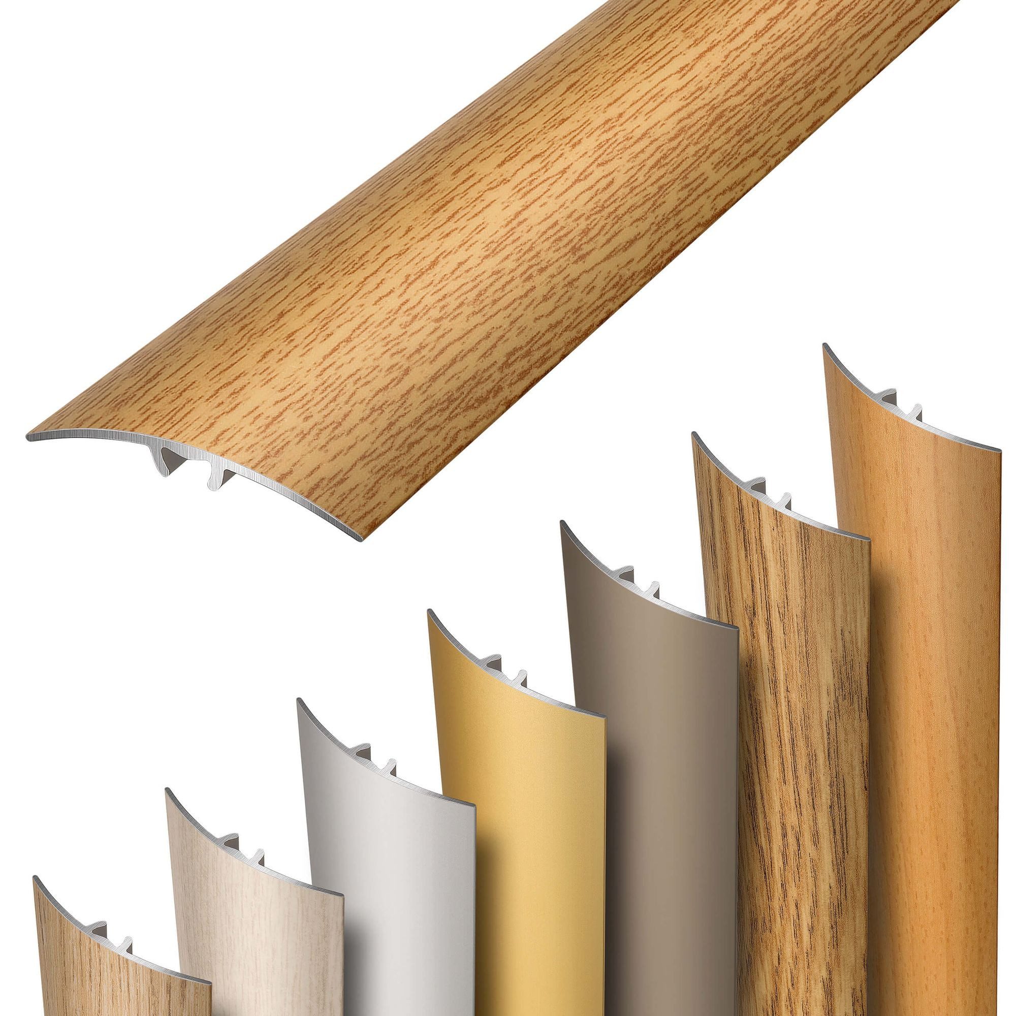 Dalsys Übergangsprofil selbstklebend, zum Stecken und verbinden (93cm x 30mm in der Farbe Edle Eiche, 1-St), aus Aluminium, Boden Übergangsleiste Höhenausgleich