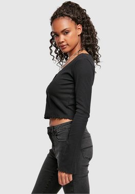 URBAN CLASSICS Langarmshirt Urban Classics Damen Ladies Cropped Rib Cardigan (1-tlg)