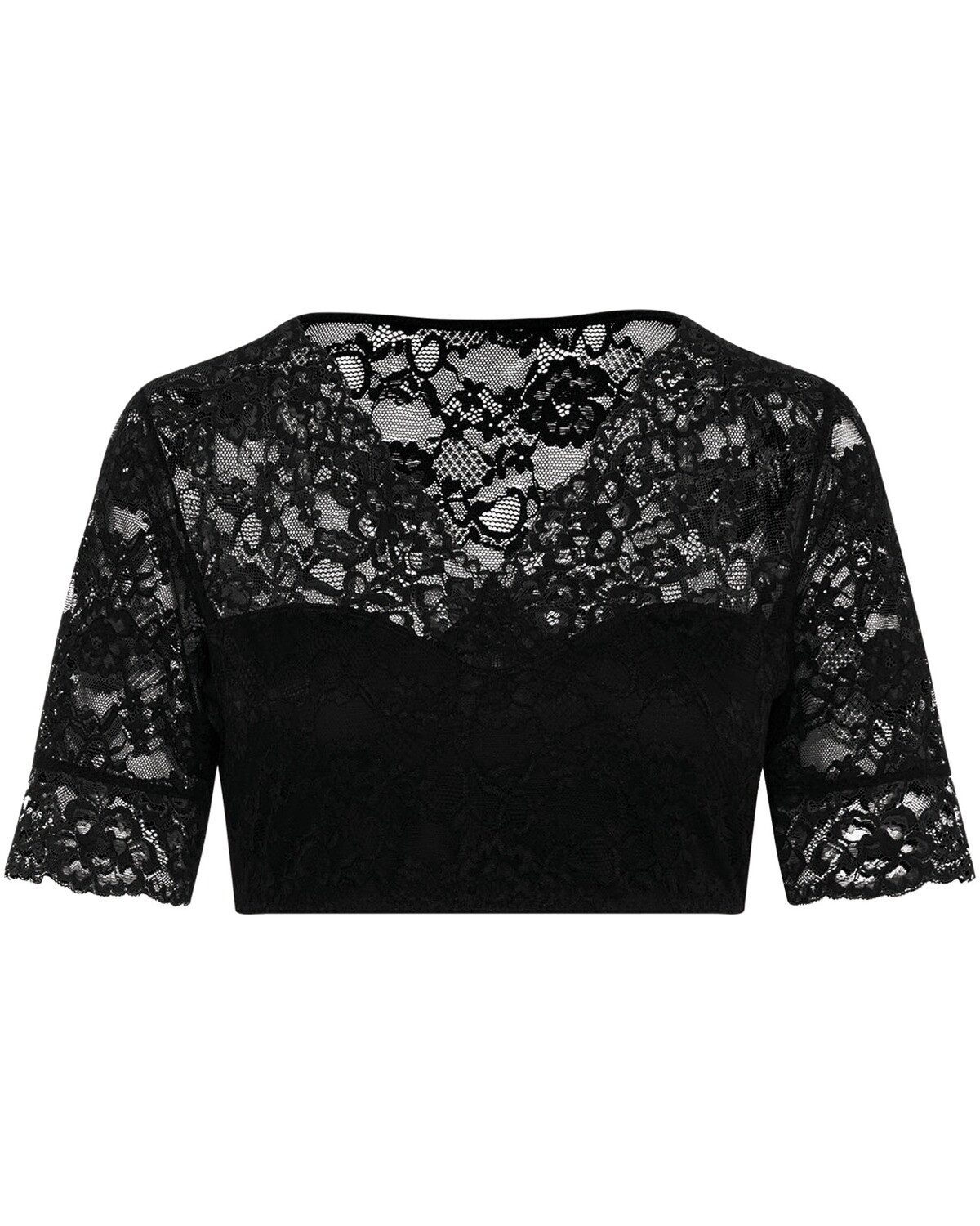 Susa Dirndlbluse Halbarm-Dirndlbluse mit V-Ausschnitt