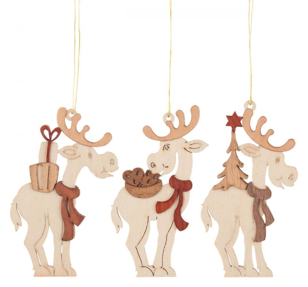 Dregeno Erzgebirge Christbaumschmuck Baumbehang Elche (6) H=8cm NEU