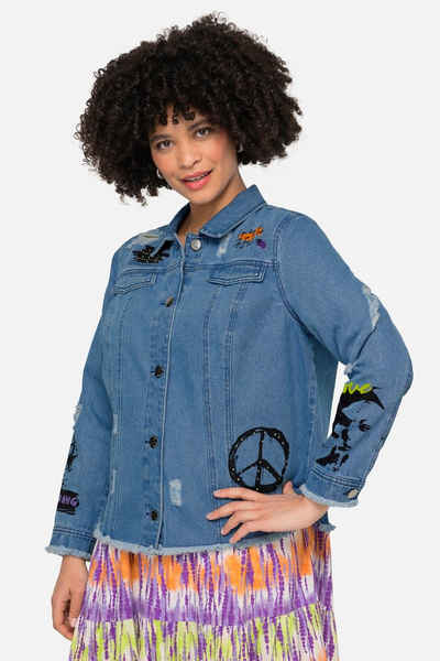 Angel of Style Kurzjacke Jeansjacke Classic Fit modisch verziert hemdkragen