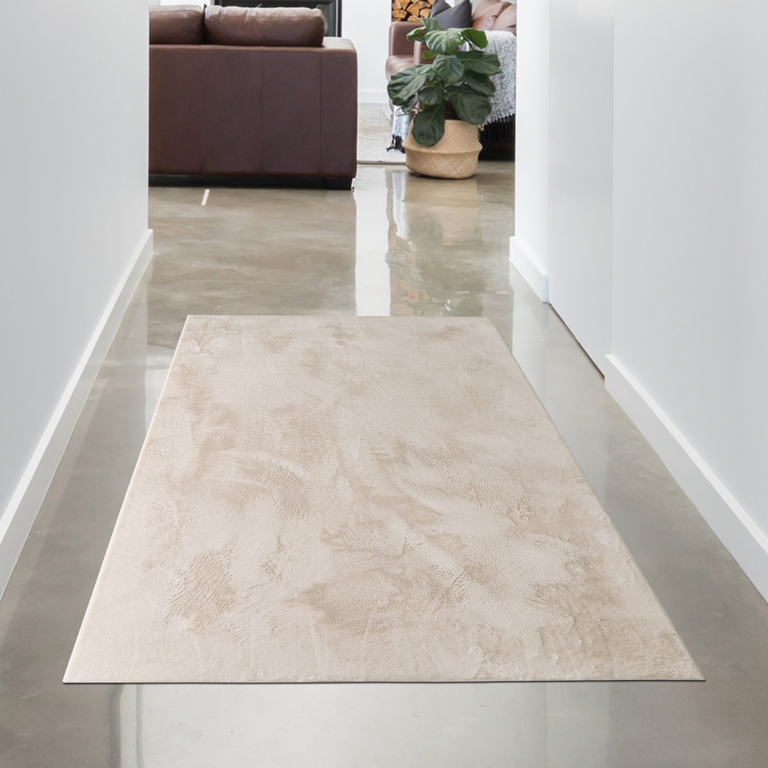 Carpetia Teppich Teppich creme Hasenfell-Optik elegant weich mit feinem Sch günstig online kaufen