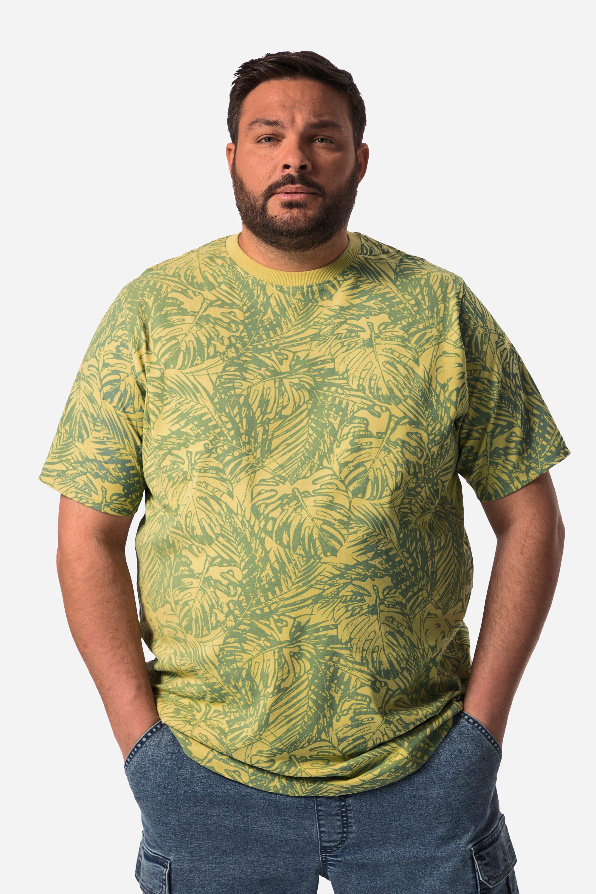 T-Shirt T-Shirt Halbarm Blättermuster