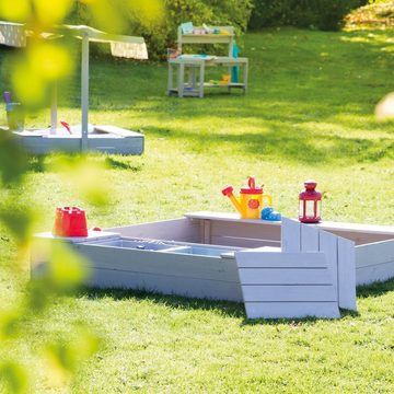 roba® Sandkasten Outdoor+, inkl. 2 Spielwannen, aus Massivholz, grau lasiert