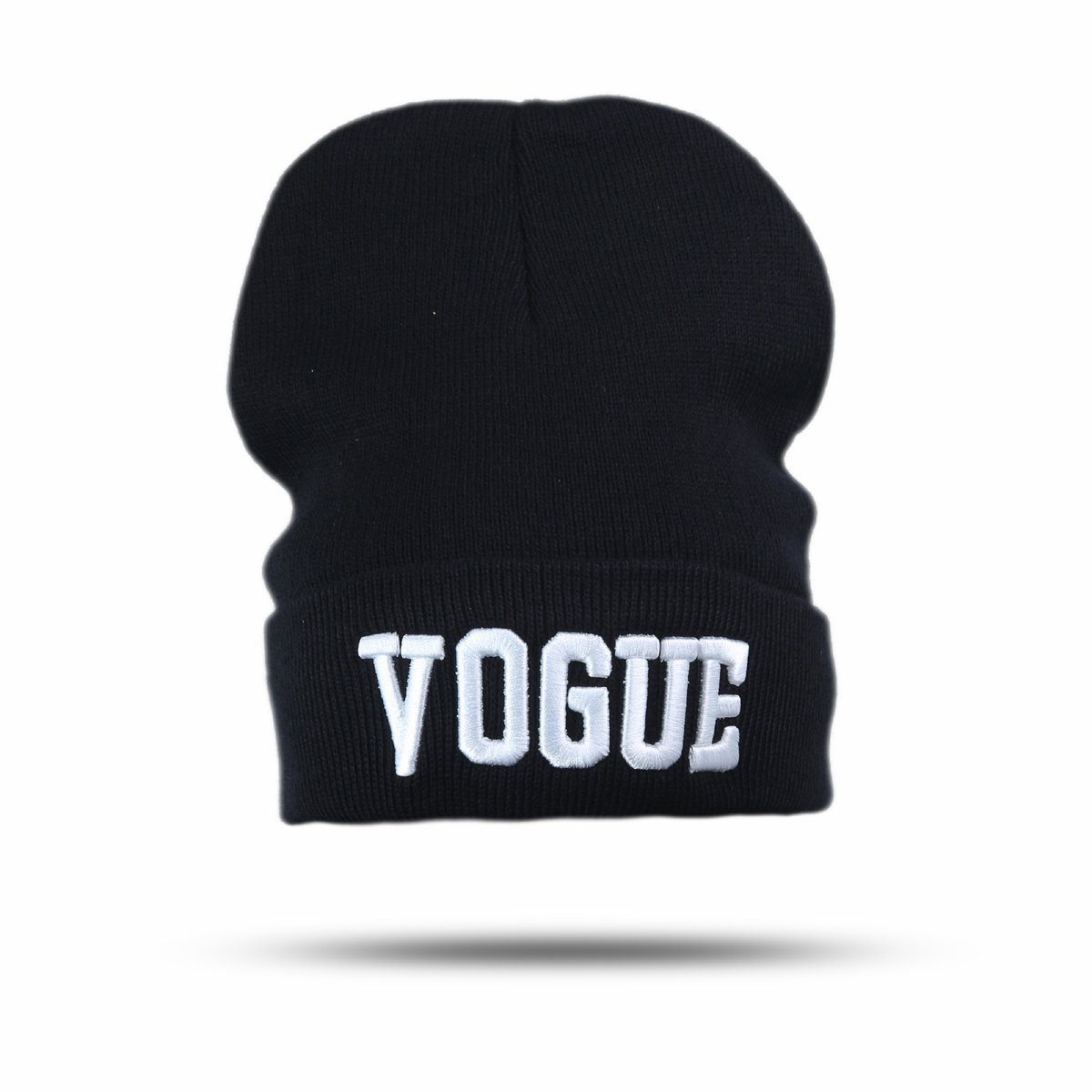 Sonia Originelli Strickmütze Statement Mütze "Vogue" Beanie Strick schwarz Unisex Onesize, Uni Ungefüttert