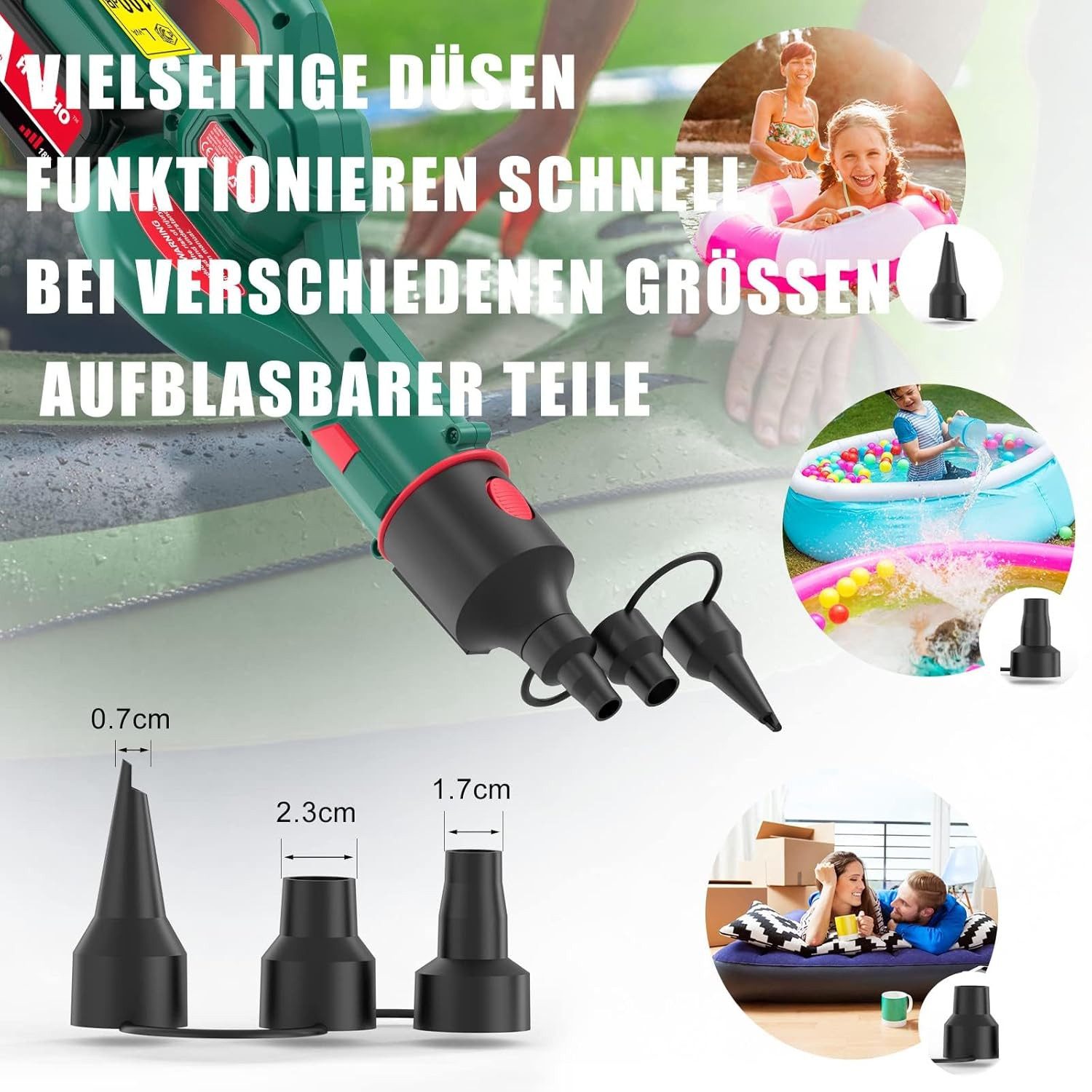 HYCHIKA BETTER TOOLS FOR BETTER LIFE Akku-Laubbläser Laubbläser, 223 km/h, Akku 18 V 4,0 Ah, zum Entfernen von Laub
