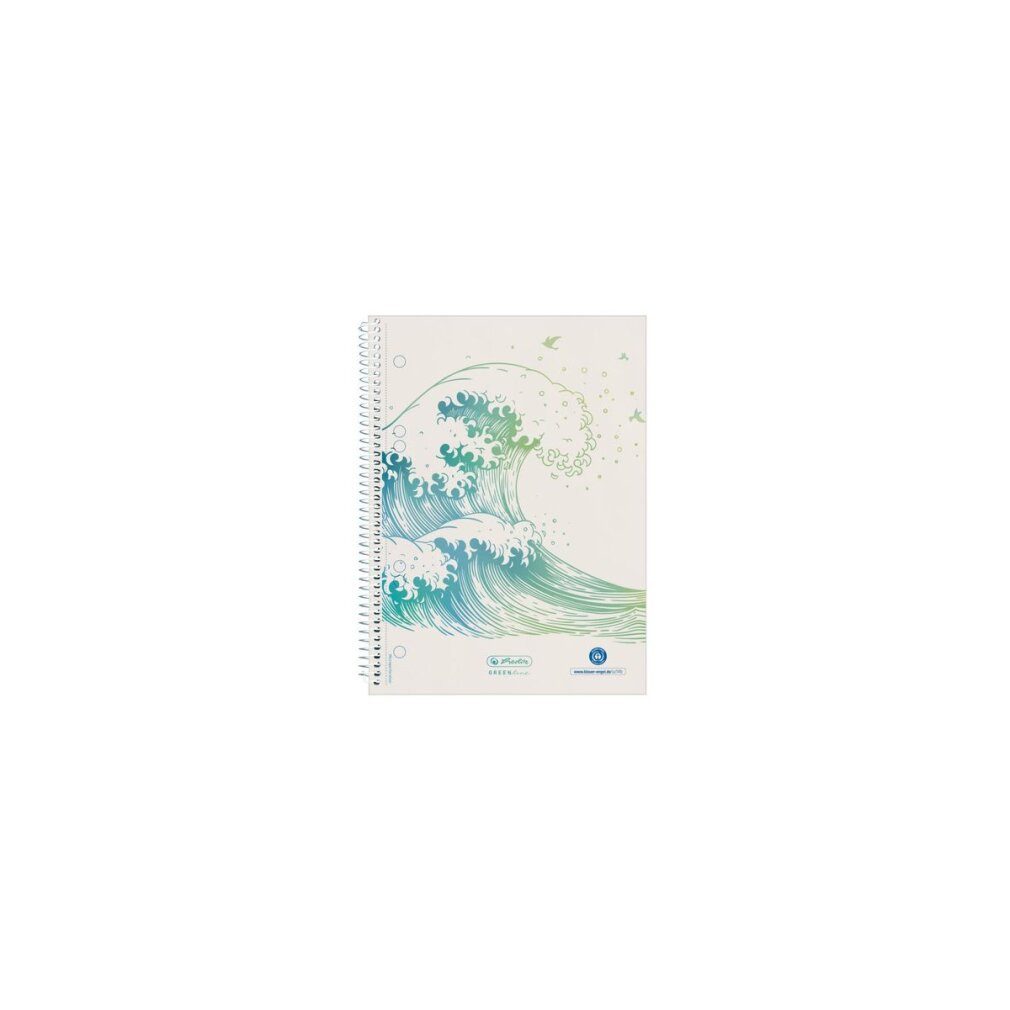 Herlitz Collegeblock Spiralblock A5 70 Bl. kariert GREENline Welle