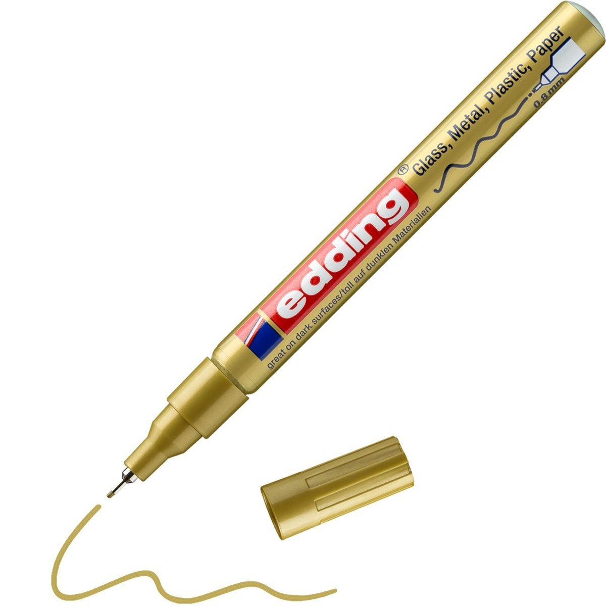 edding Marker Glanzlack-Marker 780 creative Rundspitze 0,8 mm Gold, wasserfest hitzebeständig bis 400 Grad extrem lichtbeständig