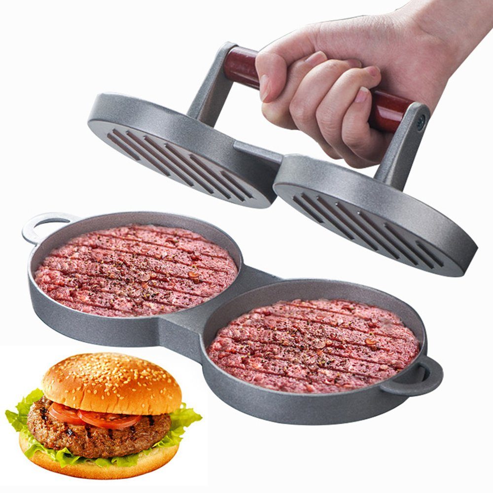 Leway Burgerpresse Burgerpresse, Antihaft-Aluminium Hamburger Patty Maker,  doppelte Fleischpresse Hamburgerpresse für BBQ, ideal für Burger Fleisch  Steak, Aluminiumlegierung
