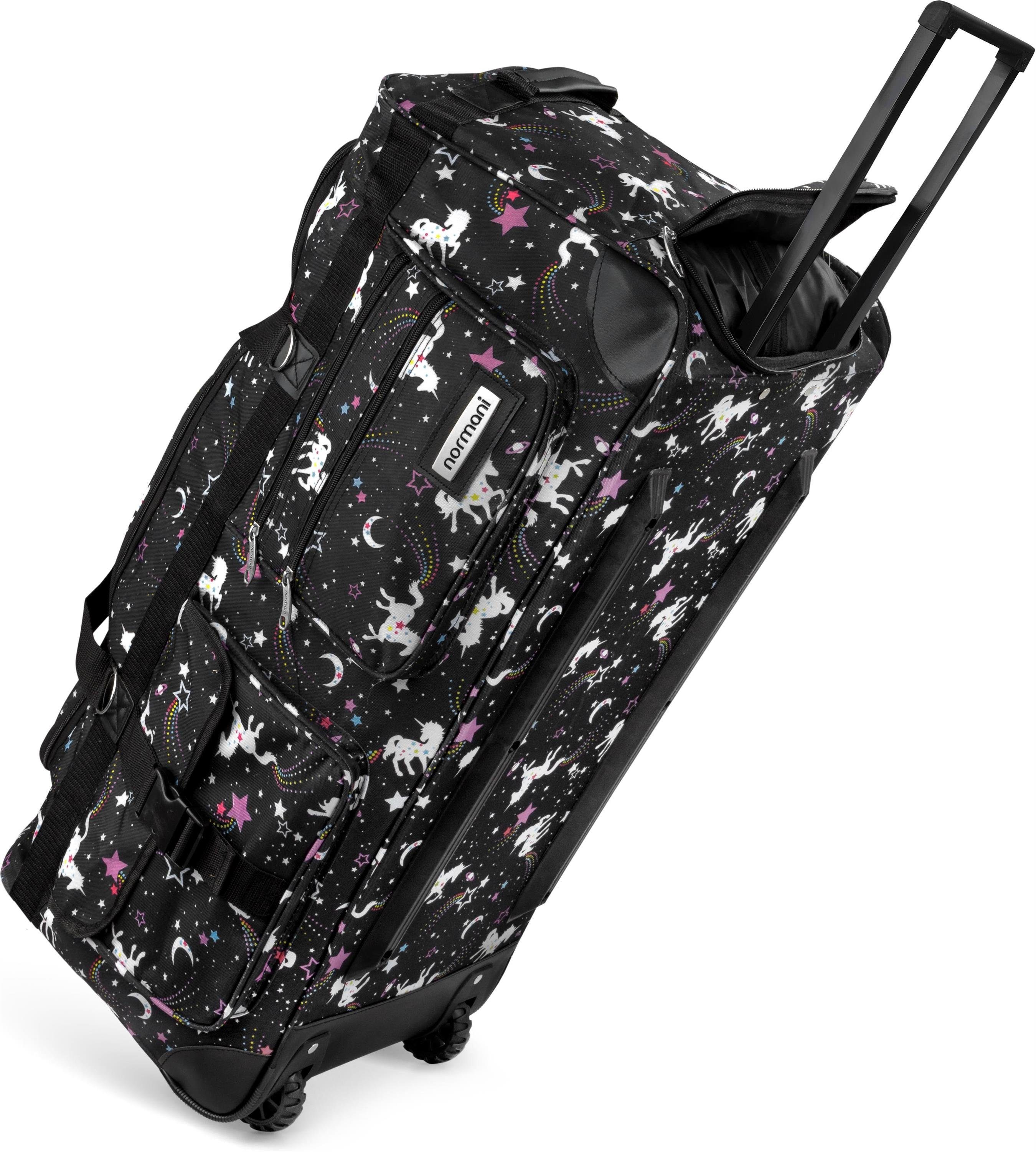 normani Reisetasche Reisetasche mit 2 Rädern Jumbus 100, Trolley mit leichtläufigen Rollen Galaxy Unicorn