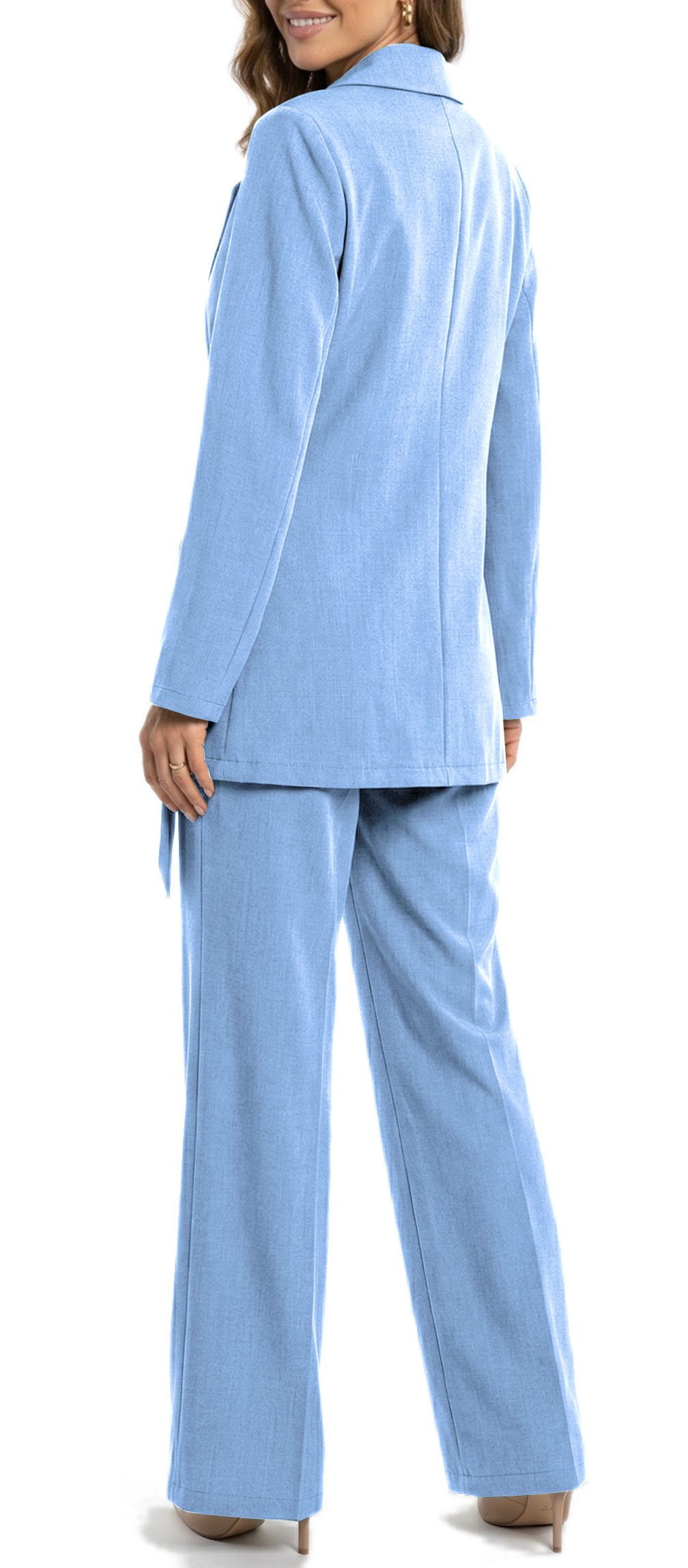 dy_mode Longblazer Damen Longblazer in Wickeloptik Taillierter Business Blazer in Unifarbe, Tailliert in Wickeloptik