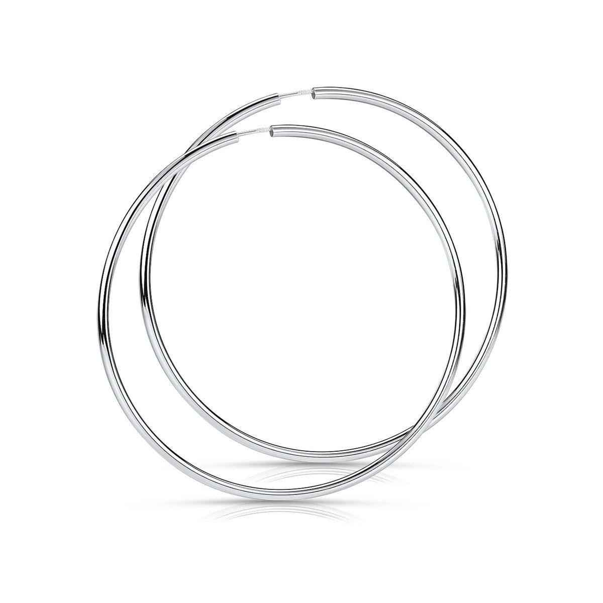 Materia Paar Creolen Damen Silber groß Ø70mm SO-403, 925 Sterling Silber