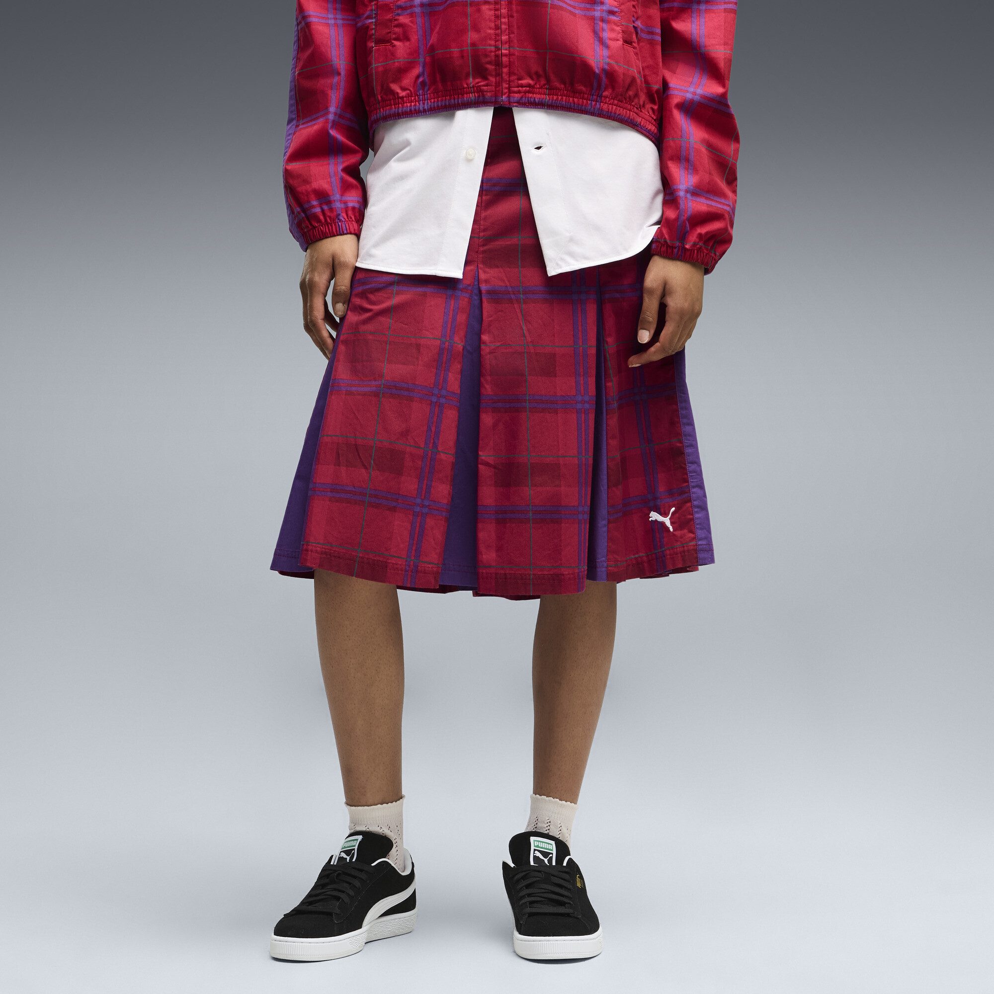 PUMA Jerseyrock T7 Pleated Tartan-Midirock Damen – Bild 4 von 5