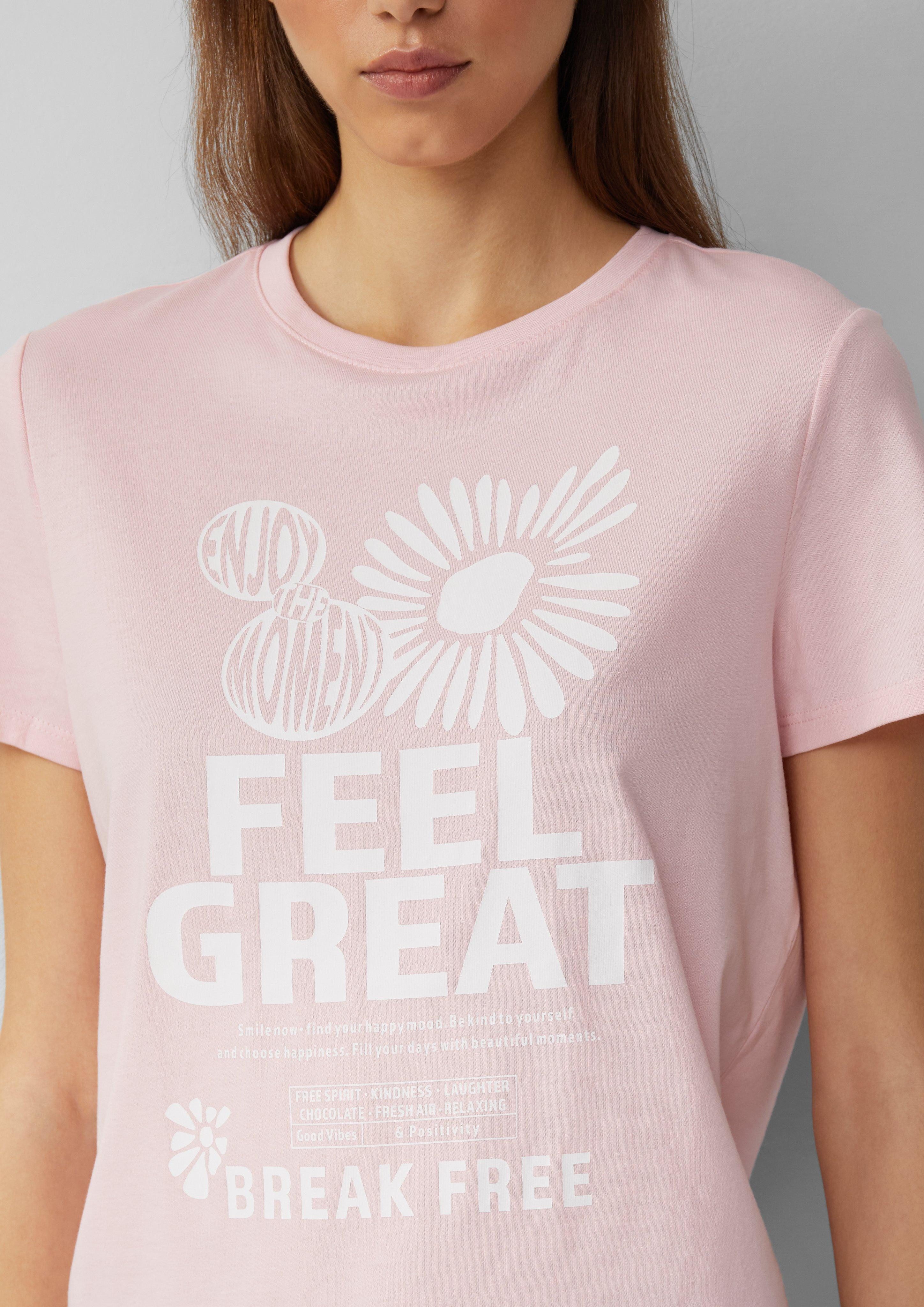 QS Kurzarmshirt Baumwollshirt mit Frontprint günstig online kaufen