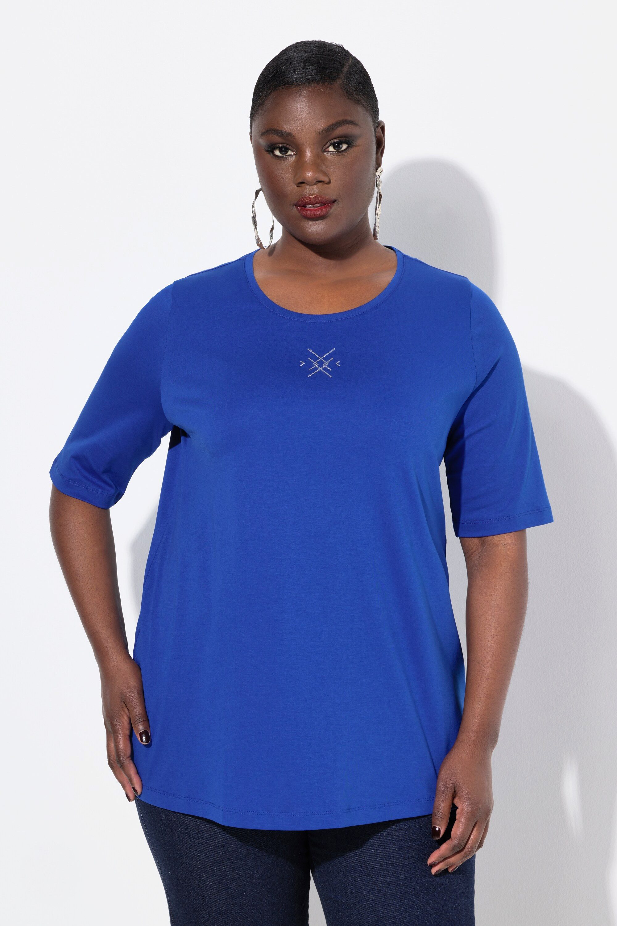 Ulla Popken T-Shirt T-Shirt Ziersteine A-Linie günstig online kaufen