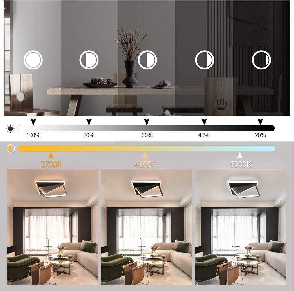 Nettlife LED Deckenleuchte Schwarz Modern 40W günstig online kaufen