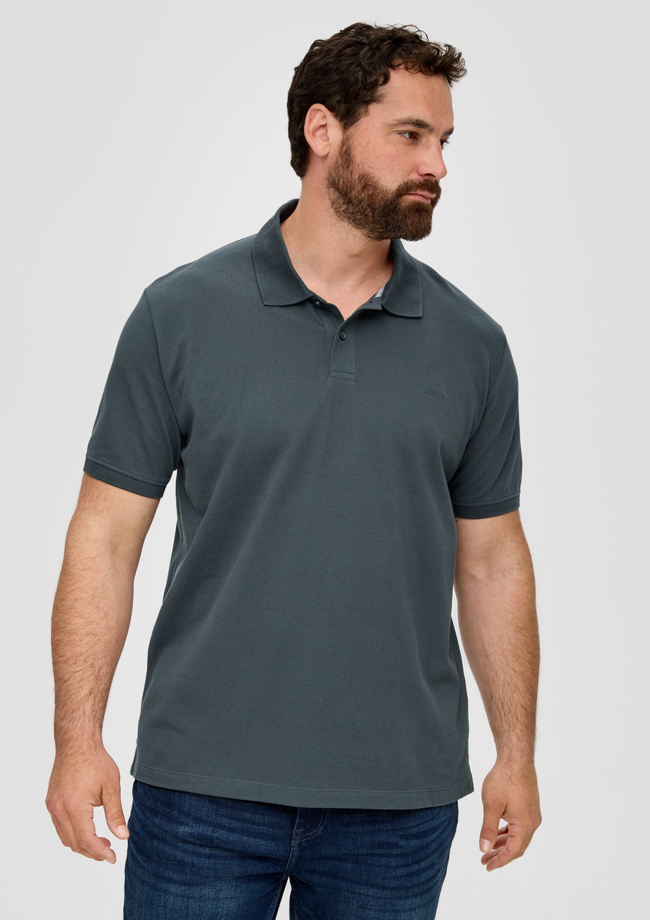 s.Oliver Kurzarmshirt Polo-Shirt Poloshirt aus Baumwollpiqué