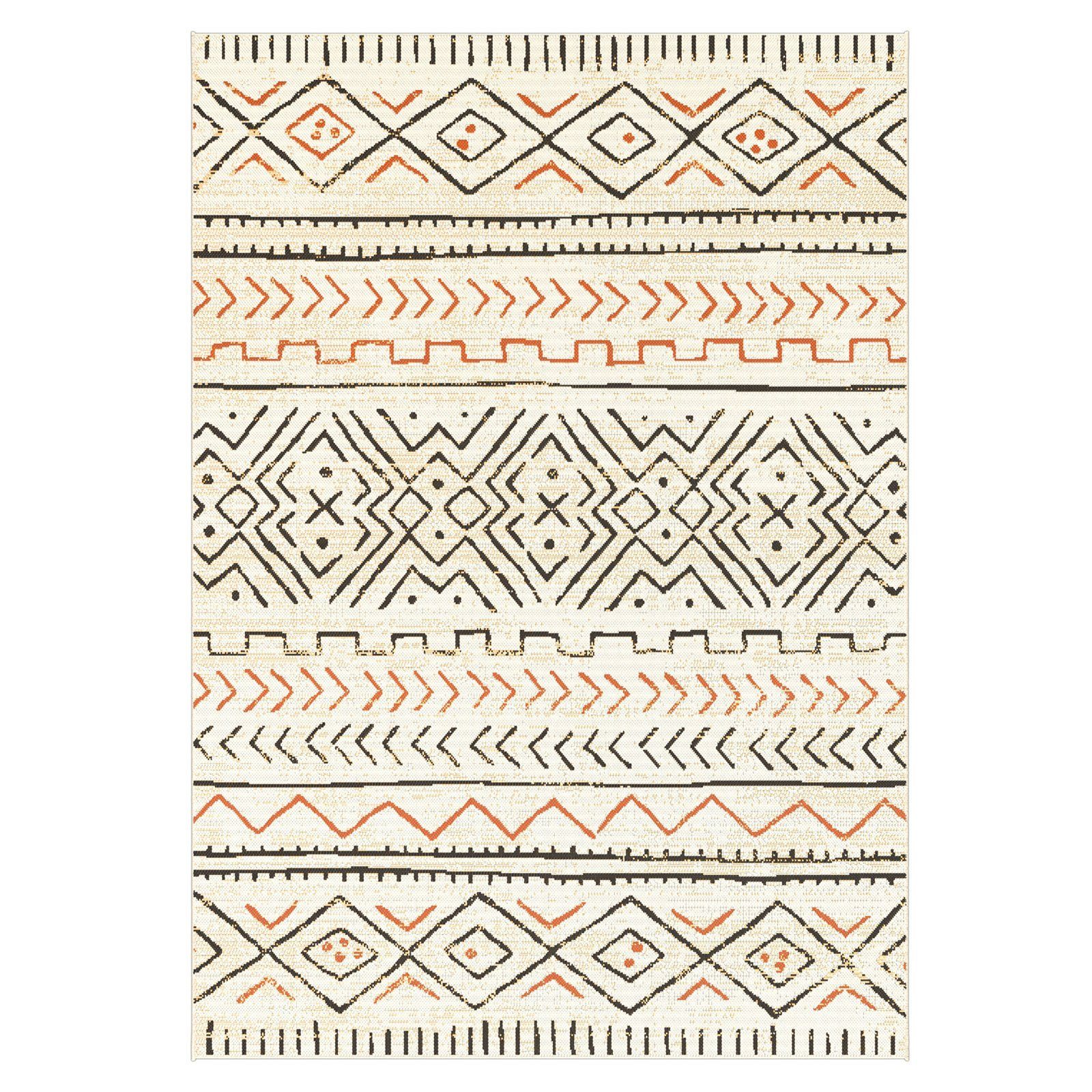 Teppich Asena, 4 Größen, 2 Farben, In- & Outdoor geeignet, 100% Polypropylen, Karat, Rechteckig, Höhe: 7 mm, pflegeleicht, Wohnzimmer Gelb
