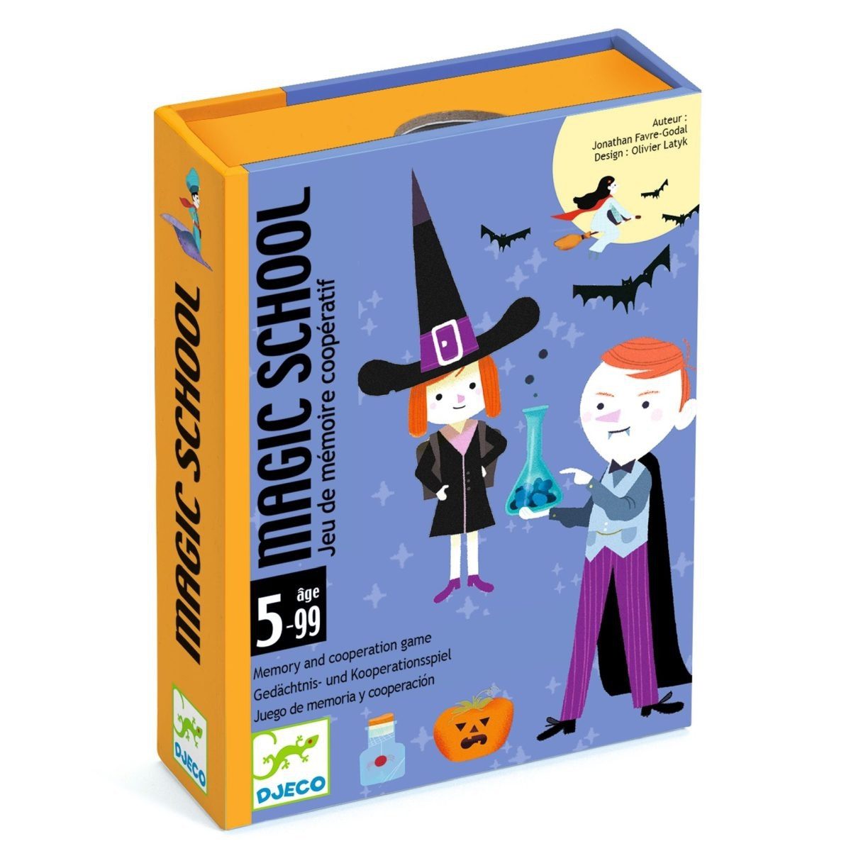 DJECO Spiel Magic School Zauberspiel für Kinder und Familie, Kartenspiel Magic school, kooperatives Gedächtnisspiel