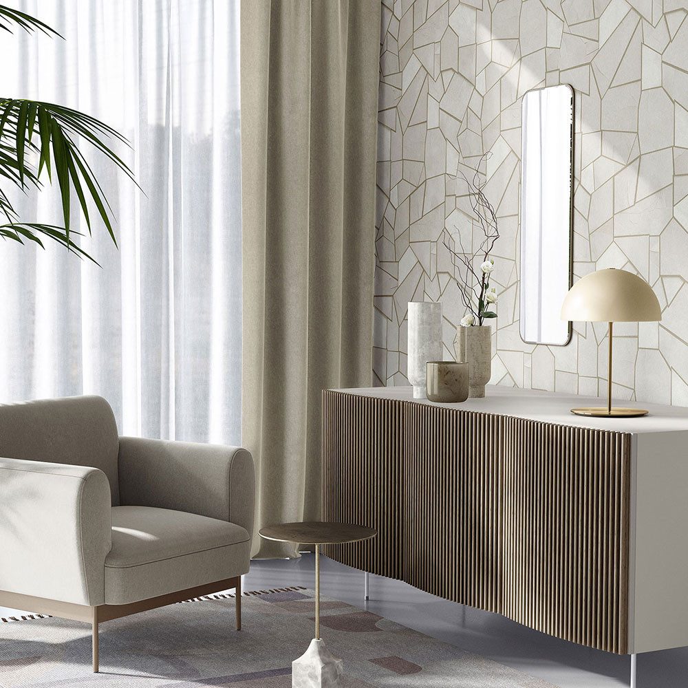 Erismann Vliestapete Schiefer Stein Optik Beige Gold Metallic 10445-02 Elle Decoration
