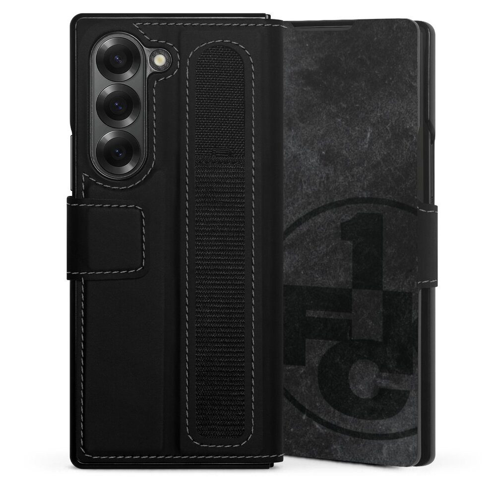 DeinDesign Handyhülle 1. FC Kaiserslautern 1. FCK Beton 1.FCK Black Grunge, Samsung Galaxy Z Fold 6 Hülle Handy Flip Case Wallet Cover