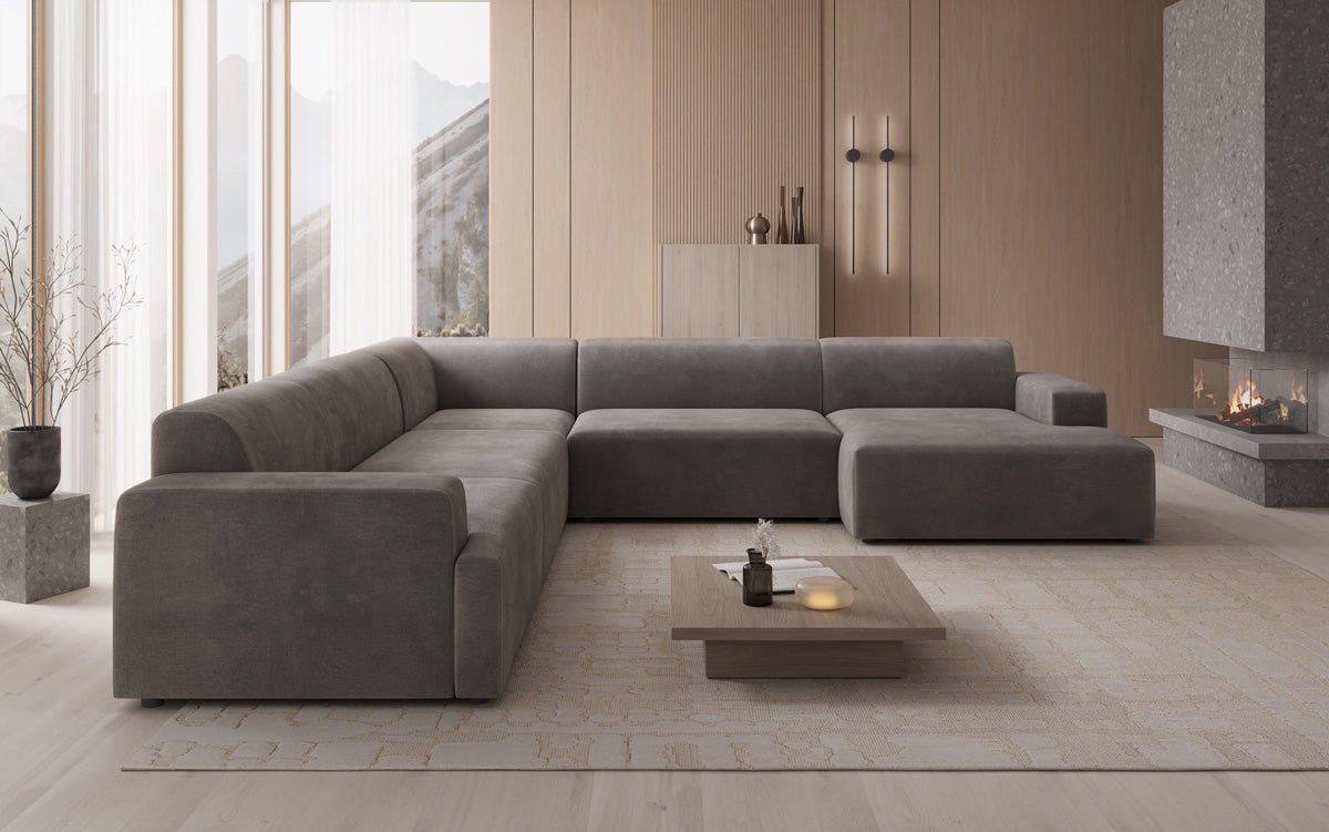 Luxusbetten24 Sofa Designer Sofa Monza Wohnlandschaft U XXL, in Samt
