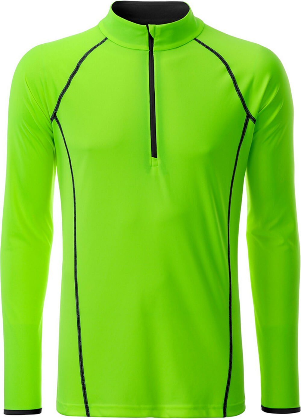 James & Nicholson Funktionsshirt James & Nicholson JN 498 Herren Langarm Funktions-Shirt schnell trocknend bright green/black