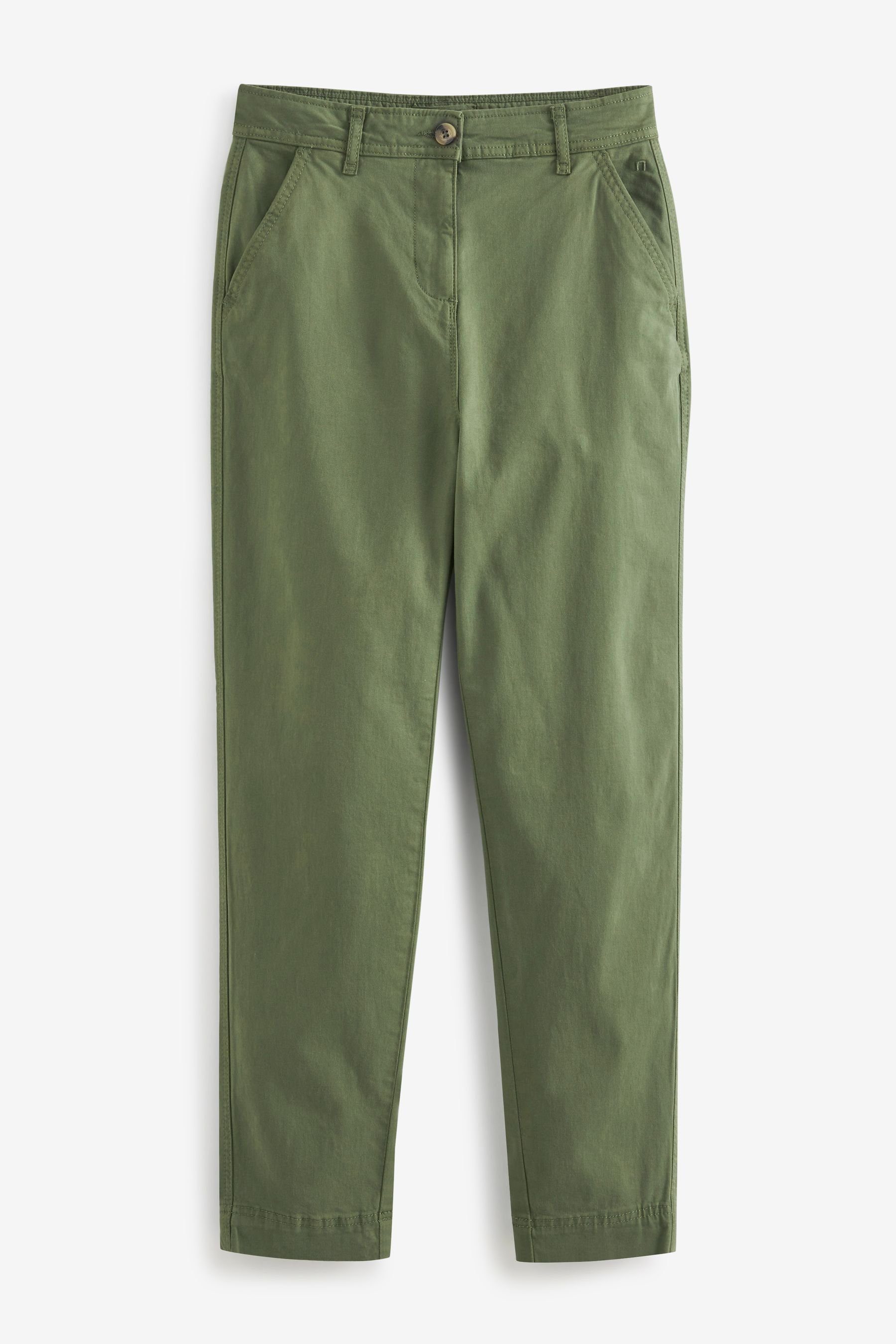 Schmal Chinohose zulaufende (1-tlg) Chinohose Khaki Next Green