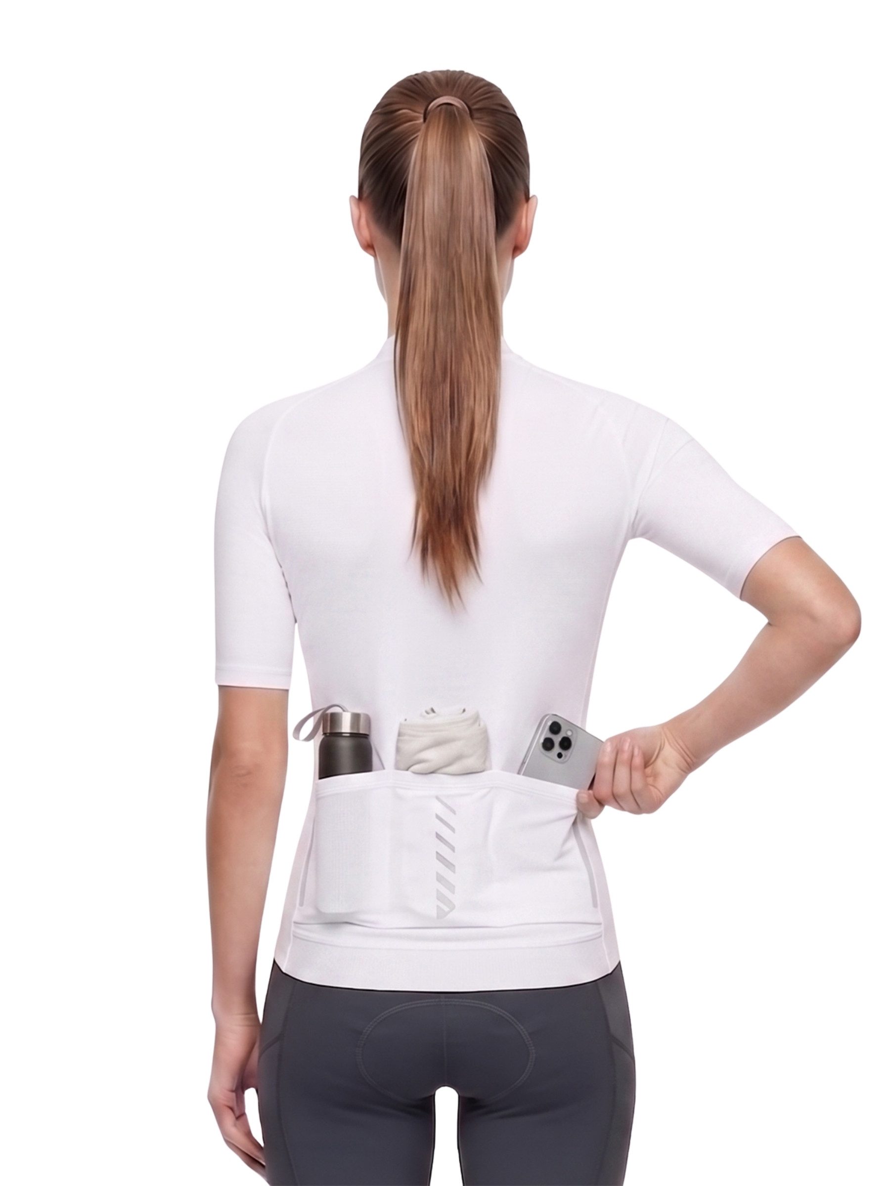 Wulibike Radtrikot Damen, Fahrradtrikot Classic Kurzarm Slim Fit mit Frontreißverschluss (1-tlg) Elastischer Schnelltrocken-Stoff, 3 Taschen & Reflektoren