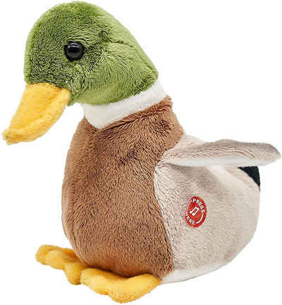 Uni-Toys Kuscheltier »Ente mit Stimme - 16 cm (Länge) - Plüsch-Vogel - Plüschtier«, zu 100 % recyceltes Füllmaterial!