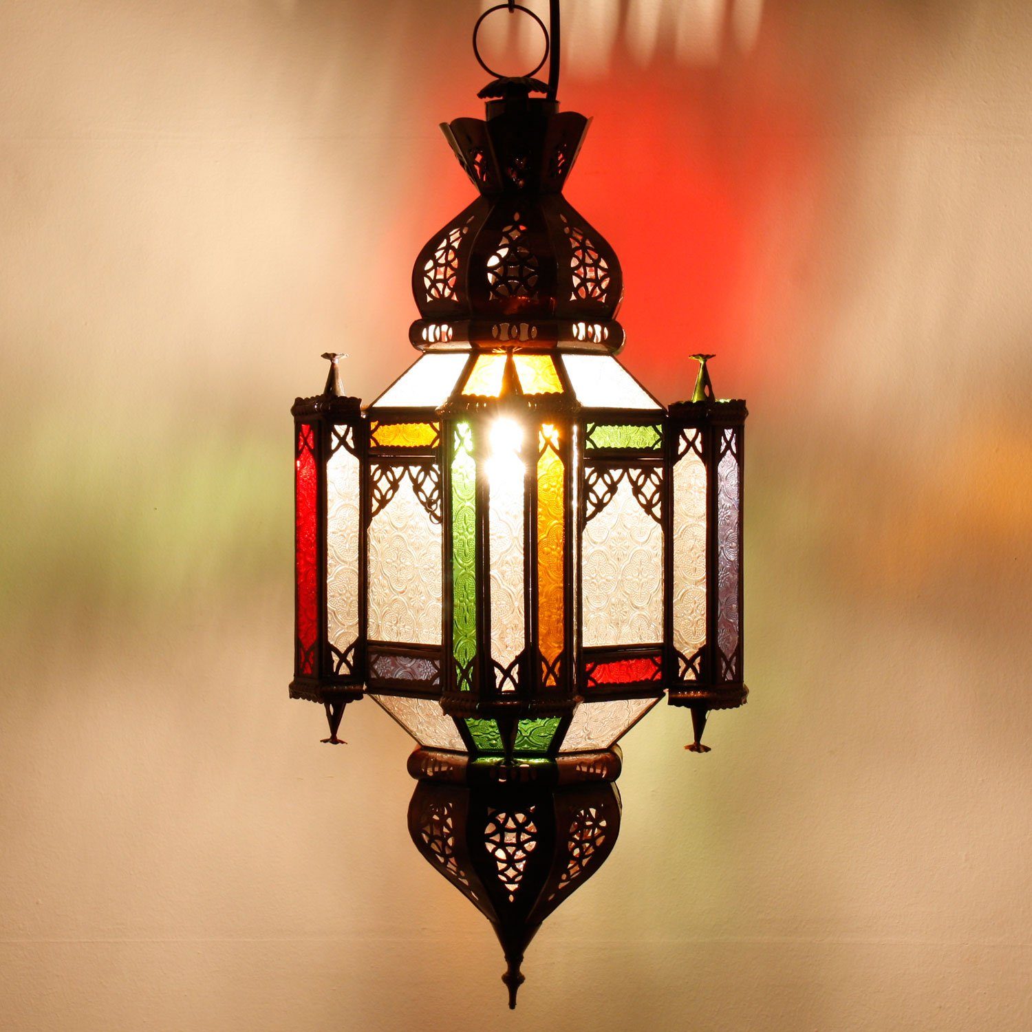 Casa Moro Hängeleuchte Orientalische Lampe Khalid marokkanische Hängelampe bunt, Kunsthandwerk aus Marokko L3002