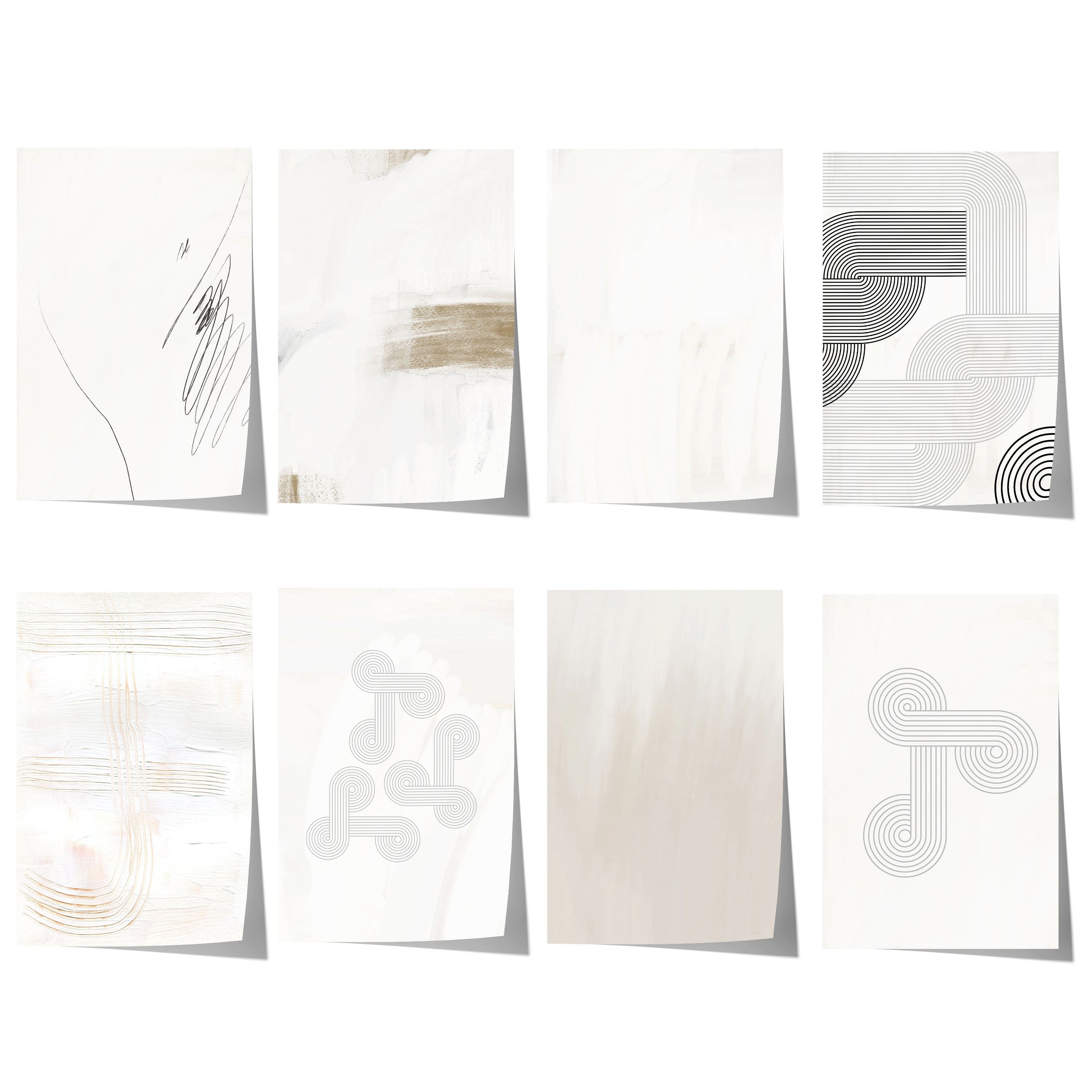 JUSTGOODMOOD Poster Abstrakte Linienkunst Geschenkidee Minimalistische Beige Schwarz Geome, E (1 St)