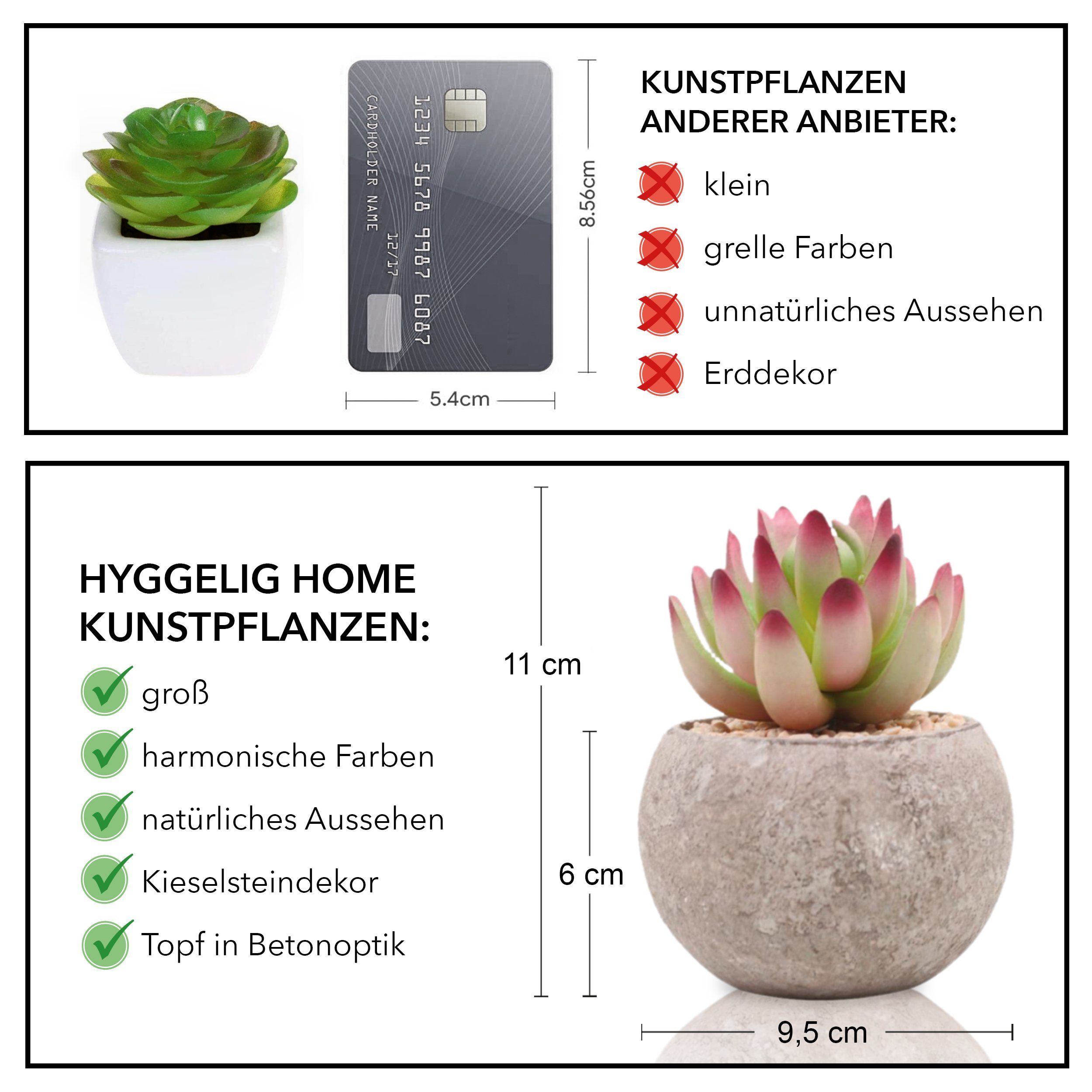 Kunstpflanze Dekorationspflanzen 3er Set, künstliche Zimmerpflanzen - Sukkulenten Kunstpflanze, TOREDOO