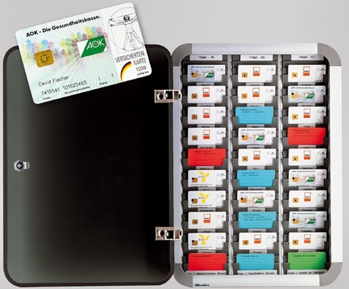 Ultradex Wandtafel Versichertenkarten-Vitrine B385xH545mm für 30 Kartenhalter