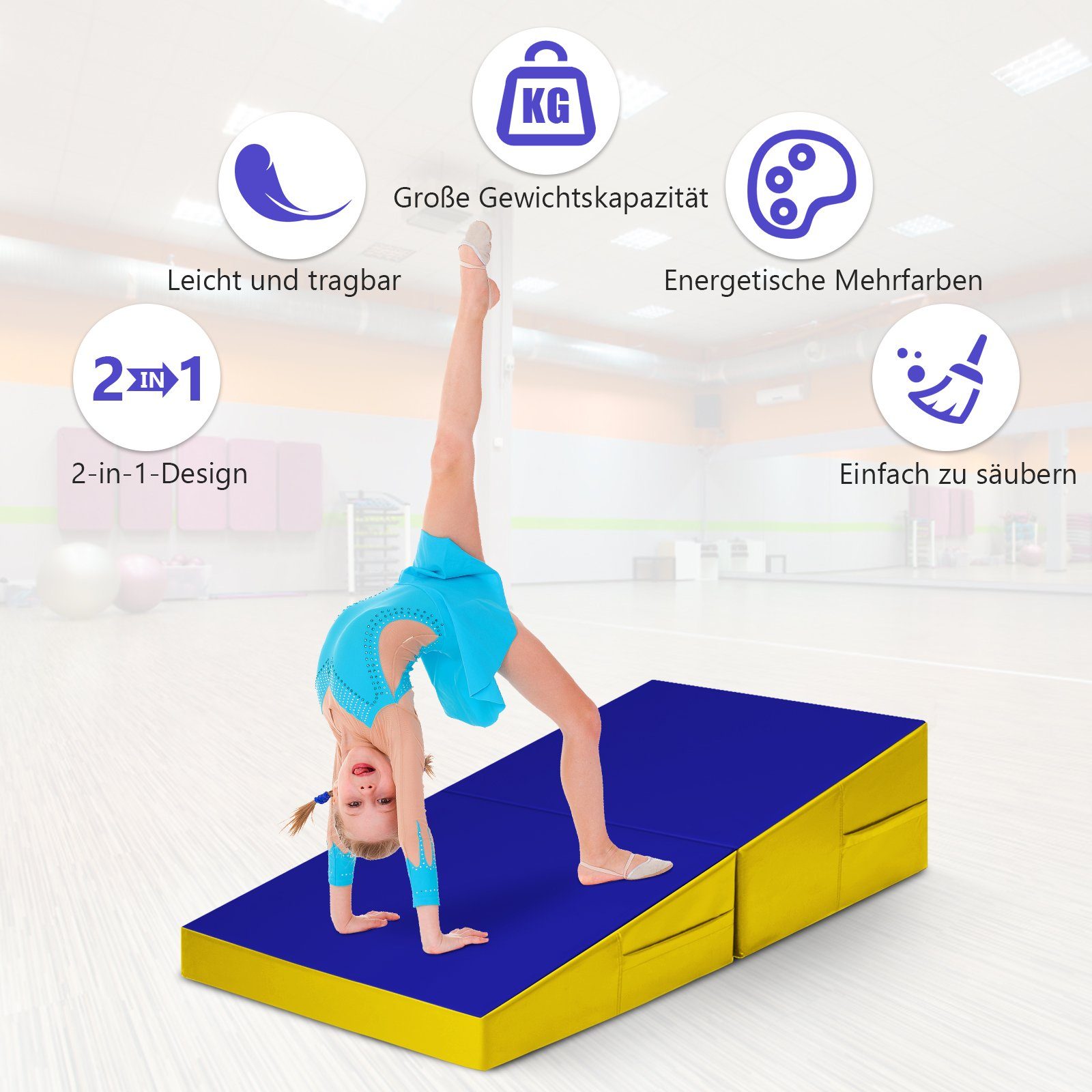 COSTWAY Yogamatte Gymnastikmatte, 150 75 x 36 cm x