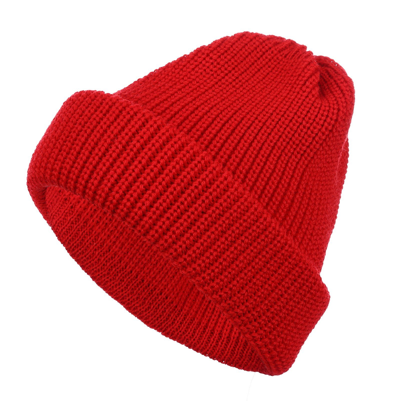 tomBrook Strickmütze Unisex Wollmütze Rollmütze Beanie aus 100% Schurwolle rot