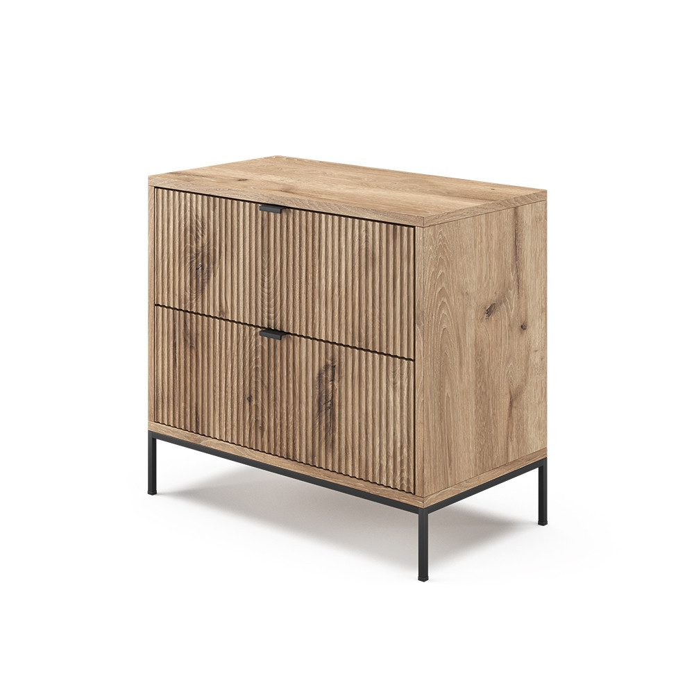 Vicco Nachtschrank Eliza, Viking Oak, 66 x 60 cm mit 2 Schubladen günstig online kaufen