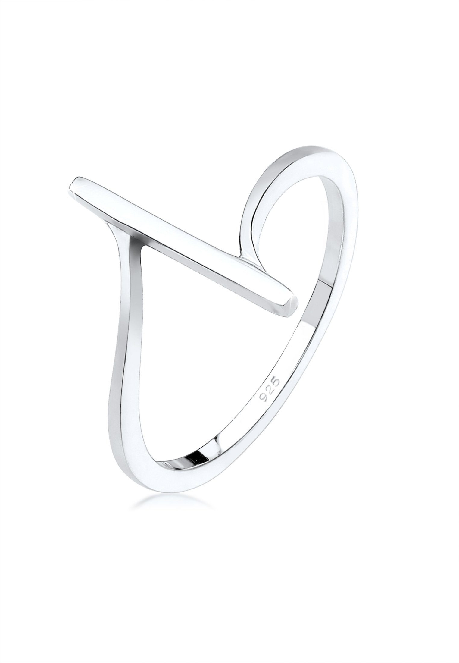 Elli Fingerring Geo Form Geschwungen 925 Sterling Silber, Geo
