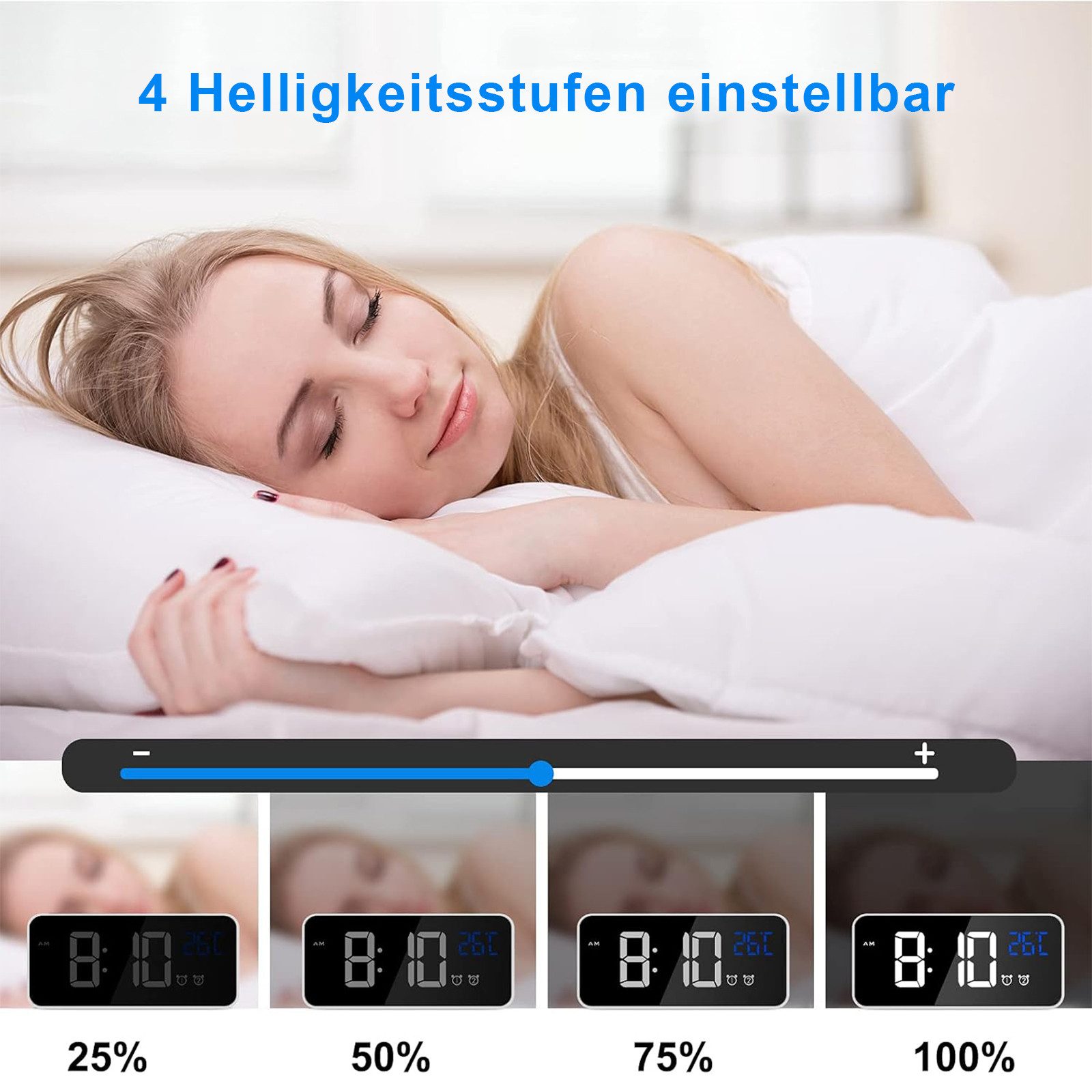 REDOM Wecker LED Musik-Wecker Digitaler Wecker Tischwecker Spiegelwecker mi günstig online kaufen