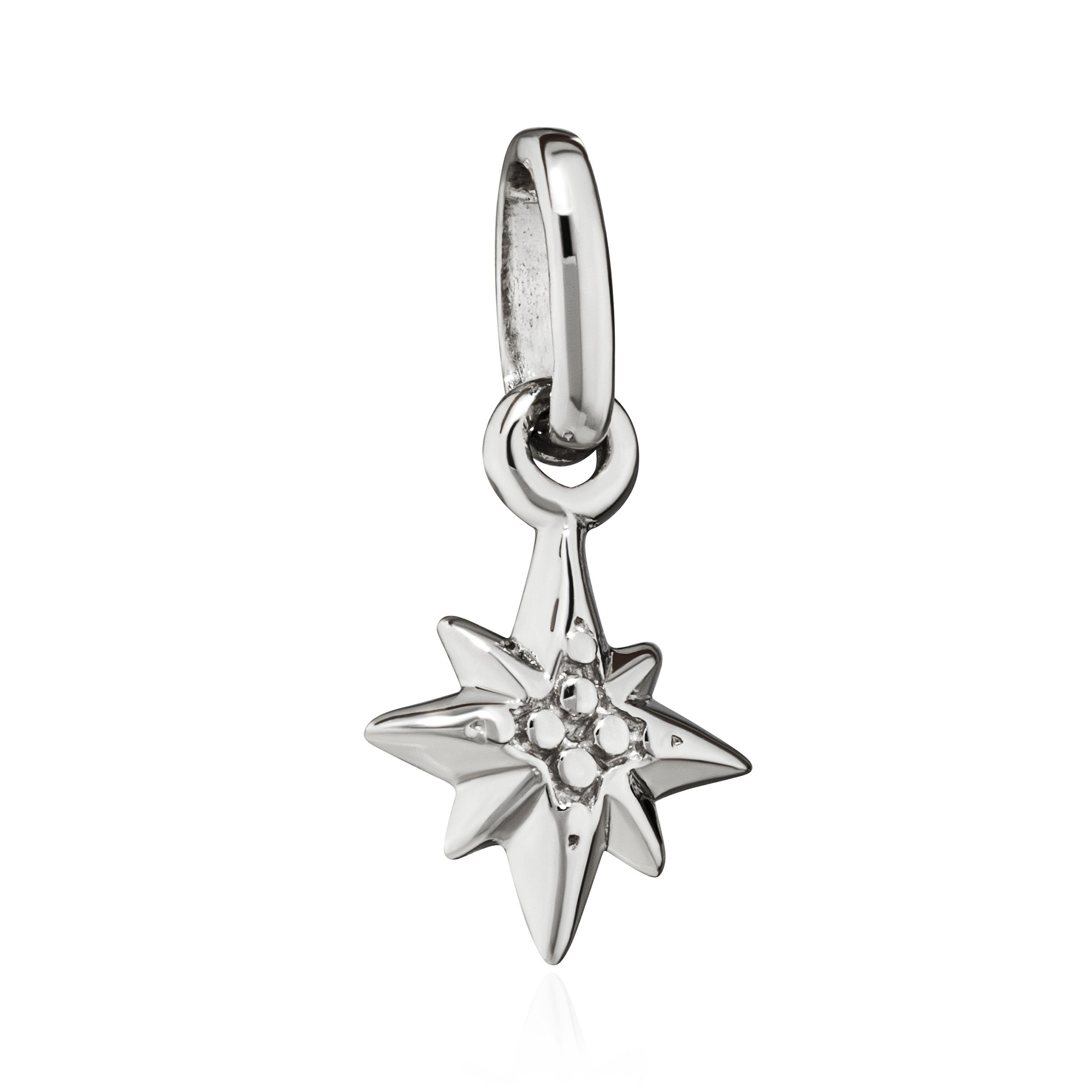 Kettenanhänger Kettenanhänger Nordstern 925 Silber rhodiniert 10x7mm Amulett Silberan
