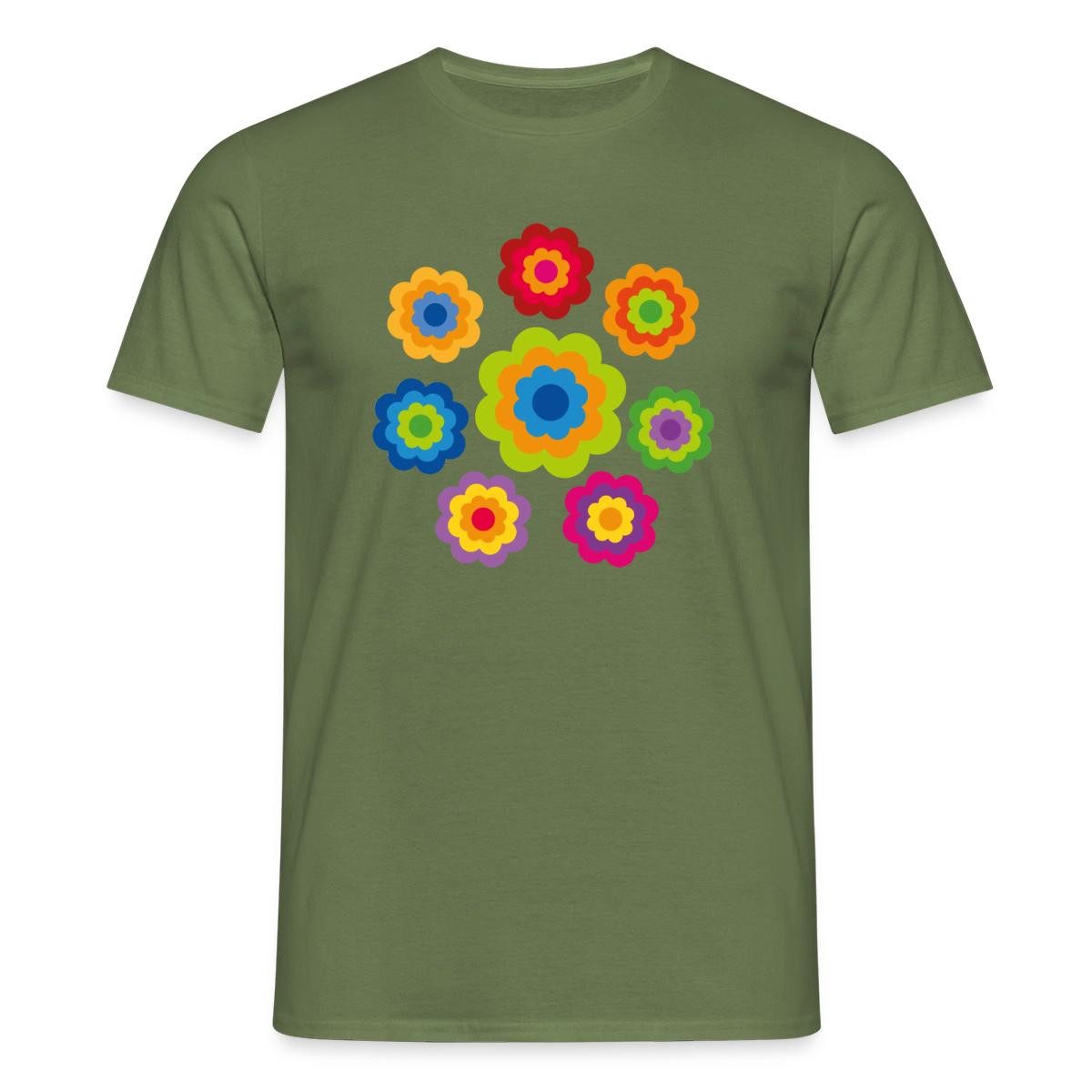 Spreadshirt T-Shirt 70er Jahre Hippie Flower Power Kostüm Blumen Fasching Männer T-Shirt (1-tlg)