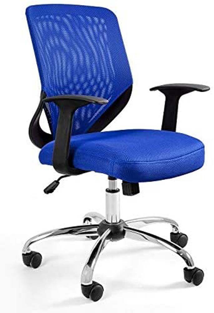 PROREGAL® Bürostuhl Bürodrehstuhl Leipzig HxBxT 92-100x62x53cm Mesh/Membran Schwarz Blau